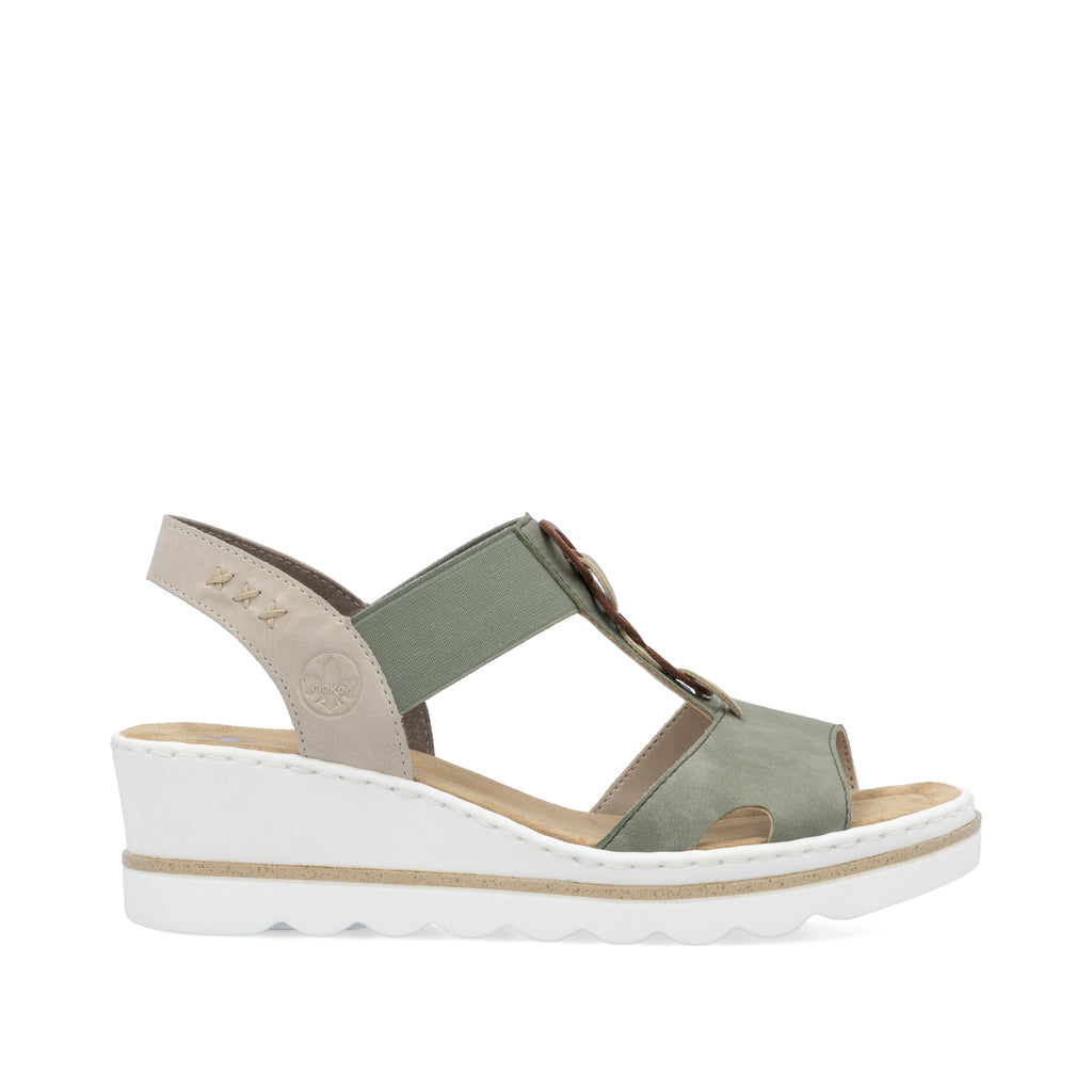 Green Elasticated Sandals for Women | Rieker 67498-52