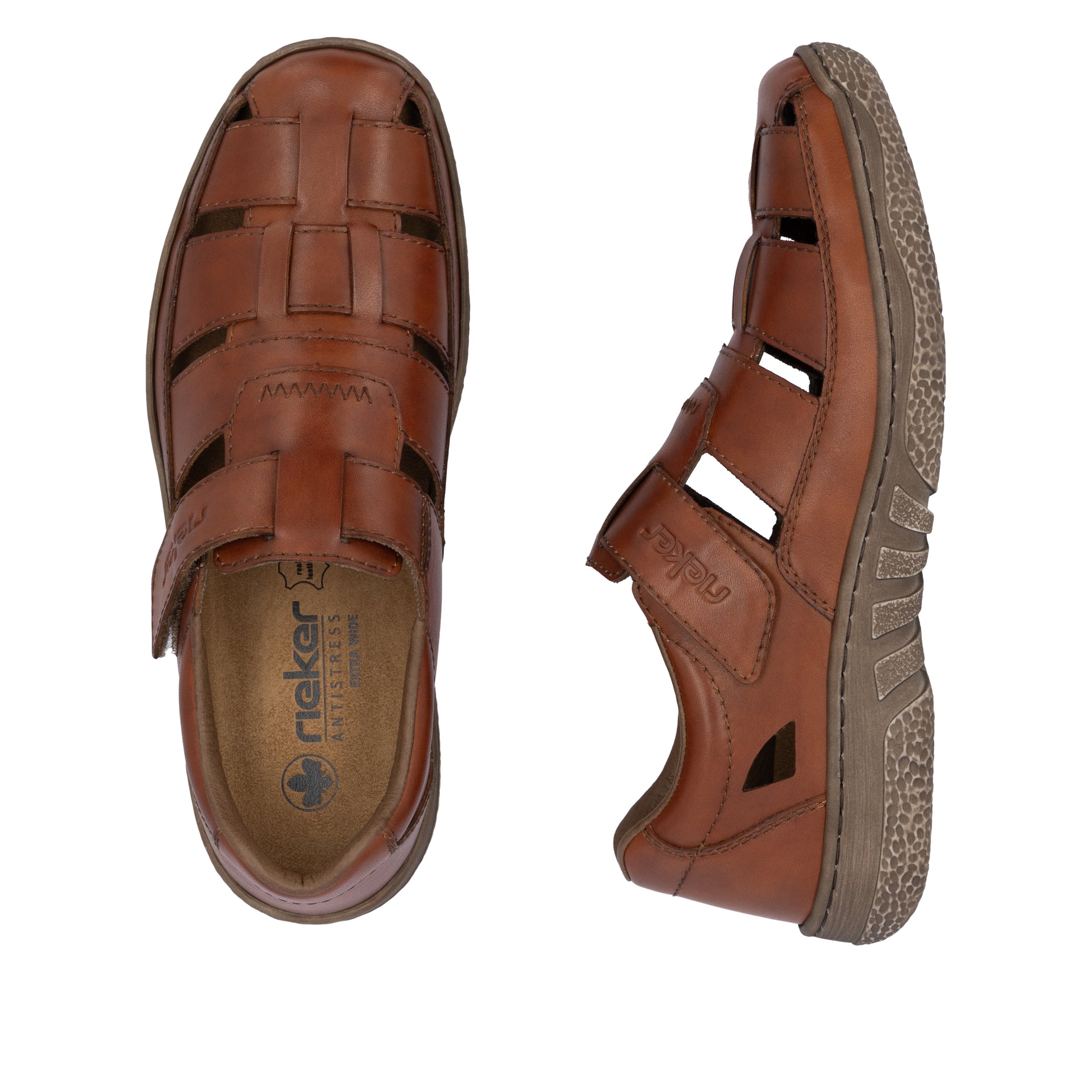 Brown Hook & Loop Shoes for Men | Rieker 03578-24