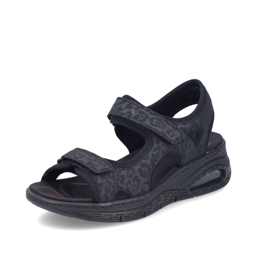 Black Hook & Loop Sandals for Women | Rieker 67666-00