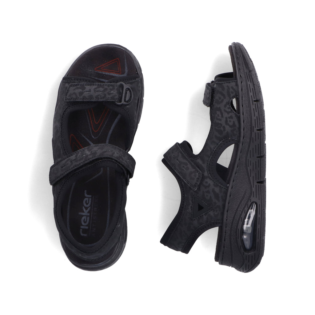 Black Hook & Loop Sandals for Women | Rieker 67666-00