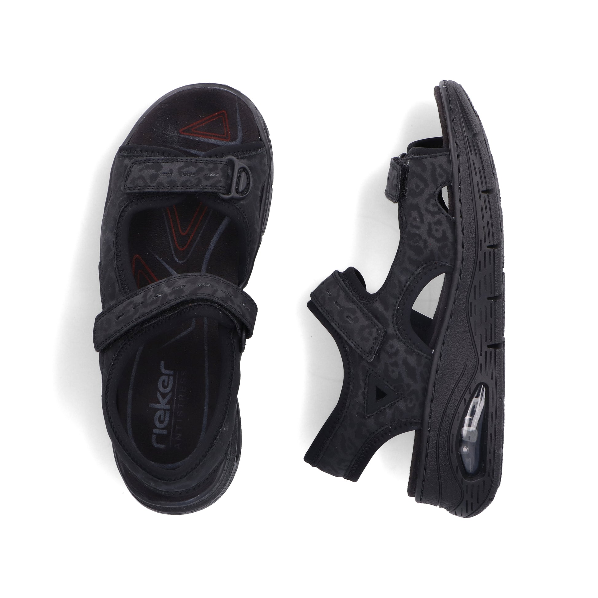 Black Hook & Loop Sandals for Women | Rieker 67666-00