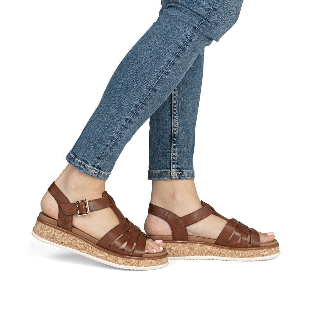 Brown Hook & Loop Sandals for Women | Rieker W0853-24