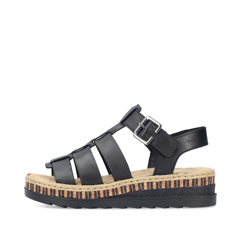 Black Hook & Loop Sandals for Women | Rieker V7904-00