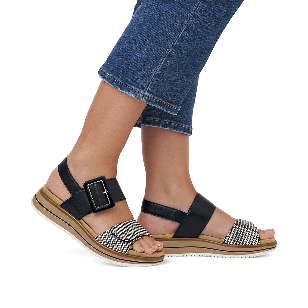 Black Hook & Loop Sandals for Women | Remonte D1J53-02