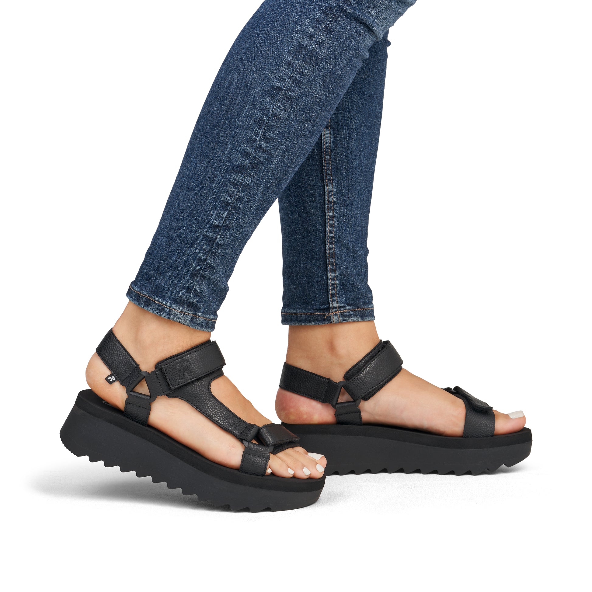 Black Hook & Loop Sandals for Women | Rieker W3051-00