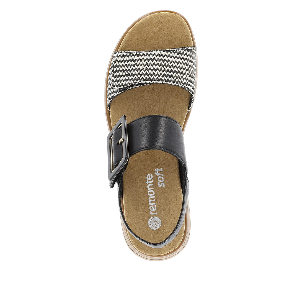 Black Hook & Loop Sandals for Women | Remonte D1J53-02