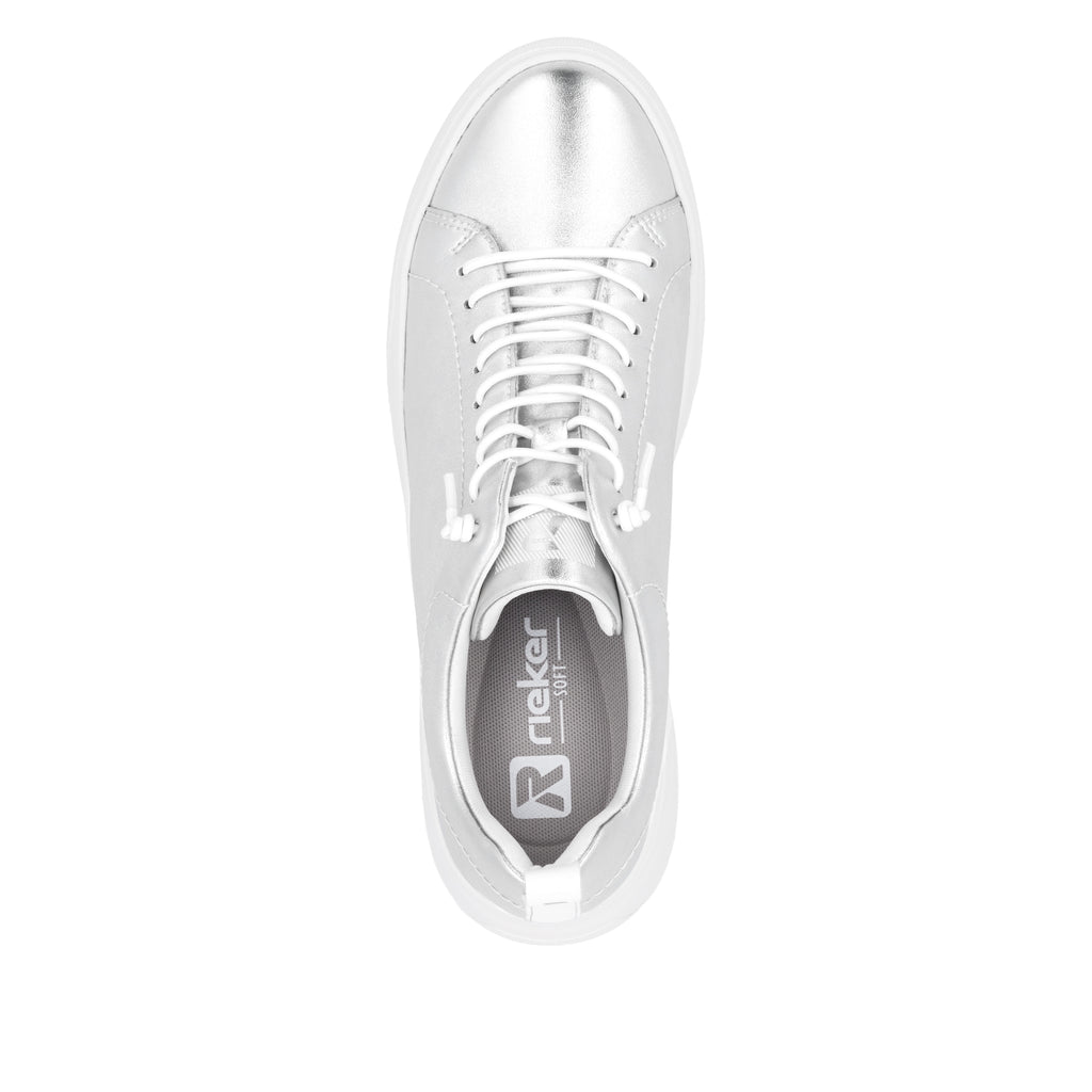 Silver/Platinum Elasticated Shoes for Women | Rieker W2301-90