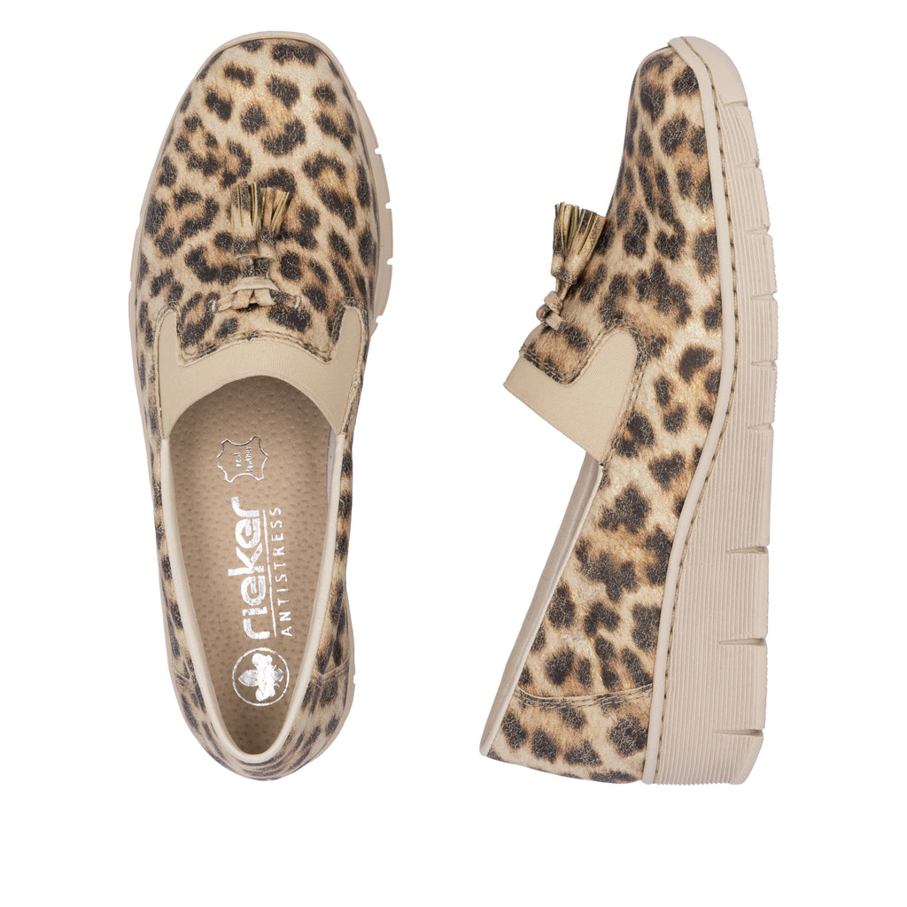 Beige Elasticated Shoes for Women | Rieker 53751-20