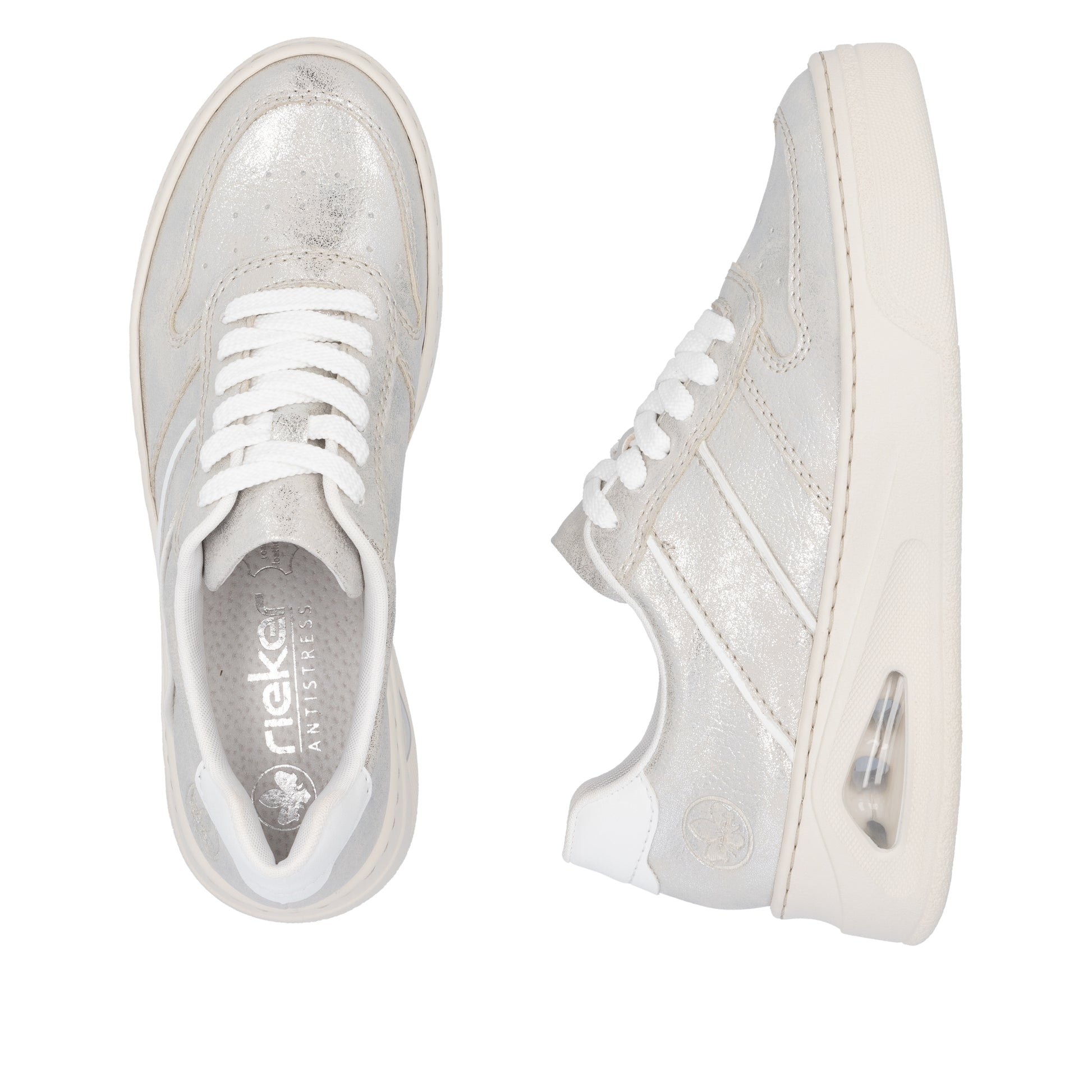 Silver/Platinum Elasticated Shoes for Women | Rieker N6402-40