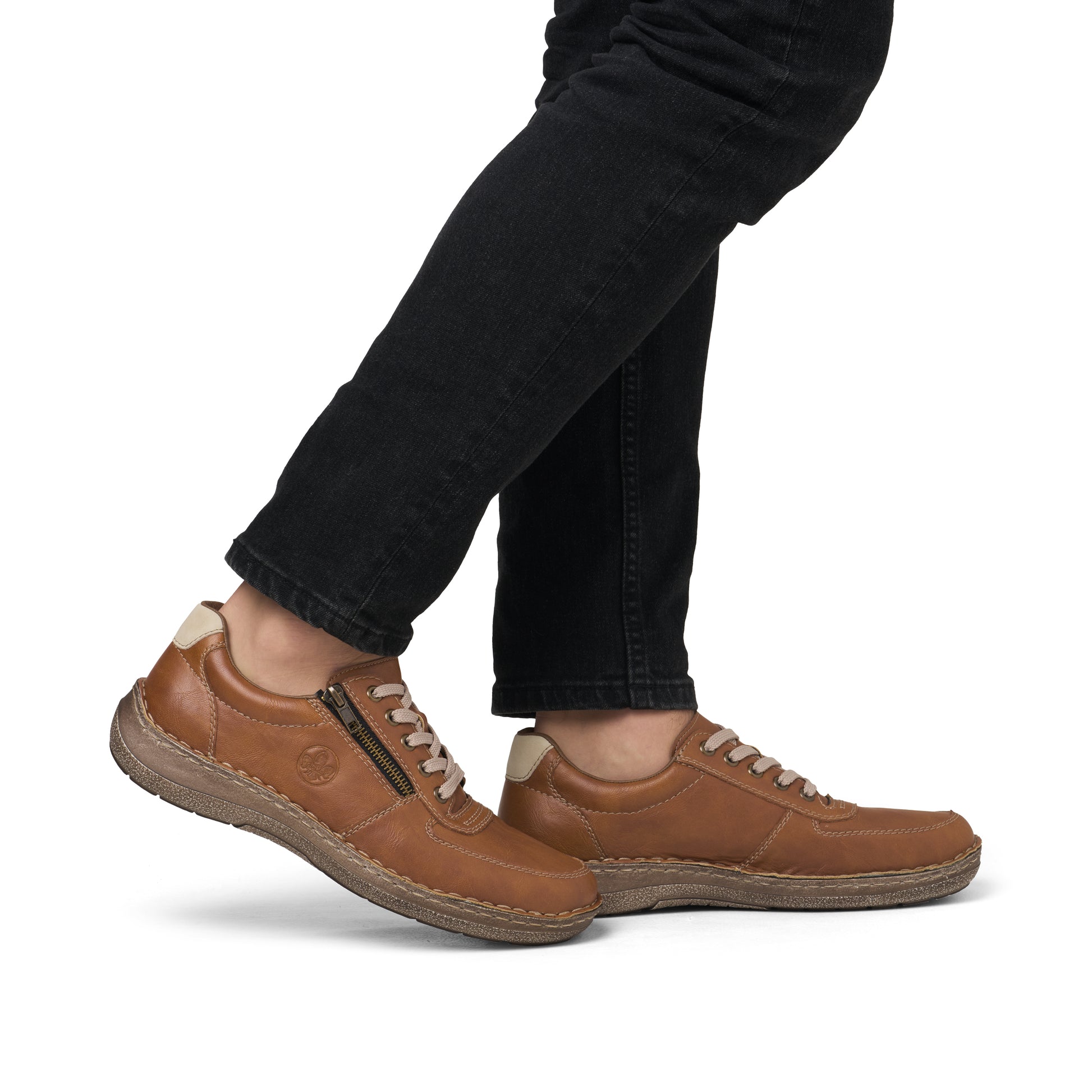 Brown Zip Shoes for Men | Rieker 03030-25