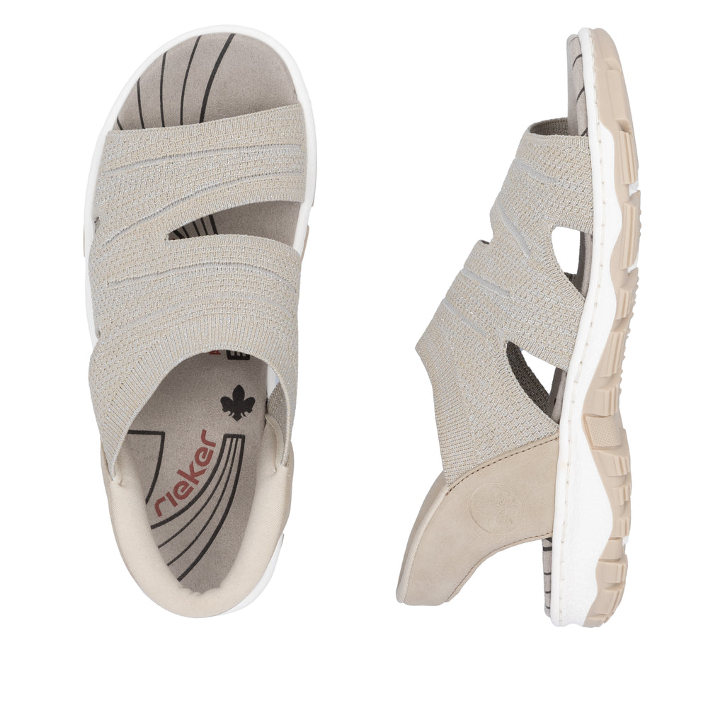 Beige Elasticated Sandals for Women | Rieker 68895-64