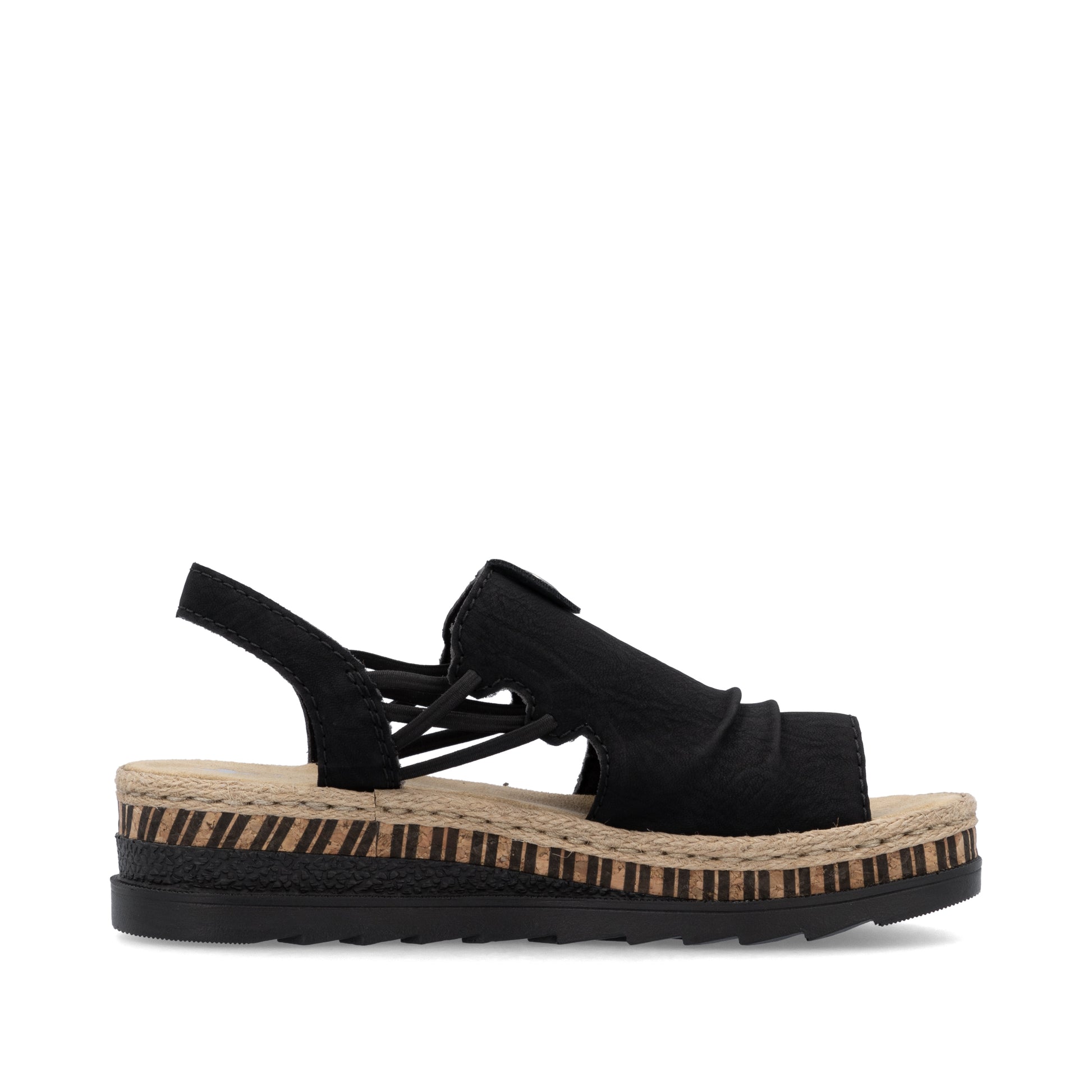Black Elasticated Sandals for Women | Rieker V7972-00