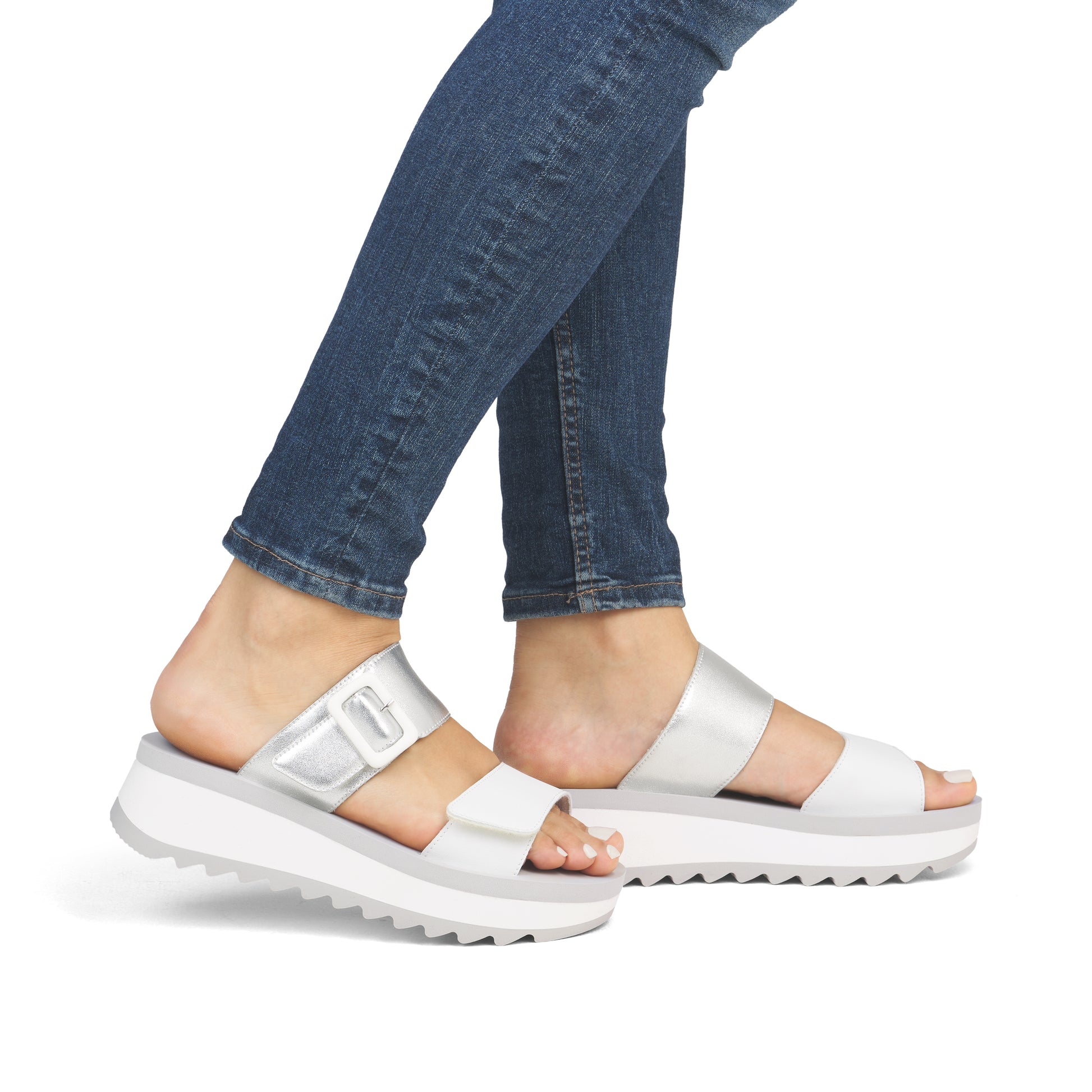 White Hook & Loop Sandals for Women | Rieker W3050-90