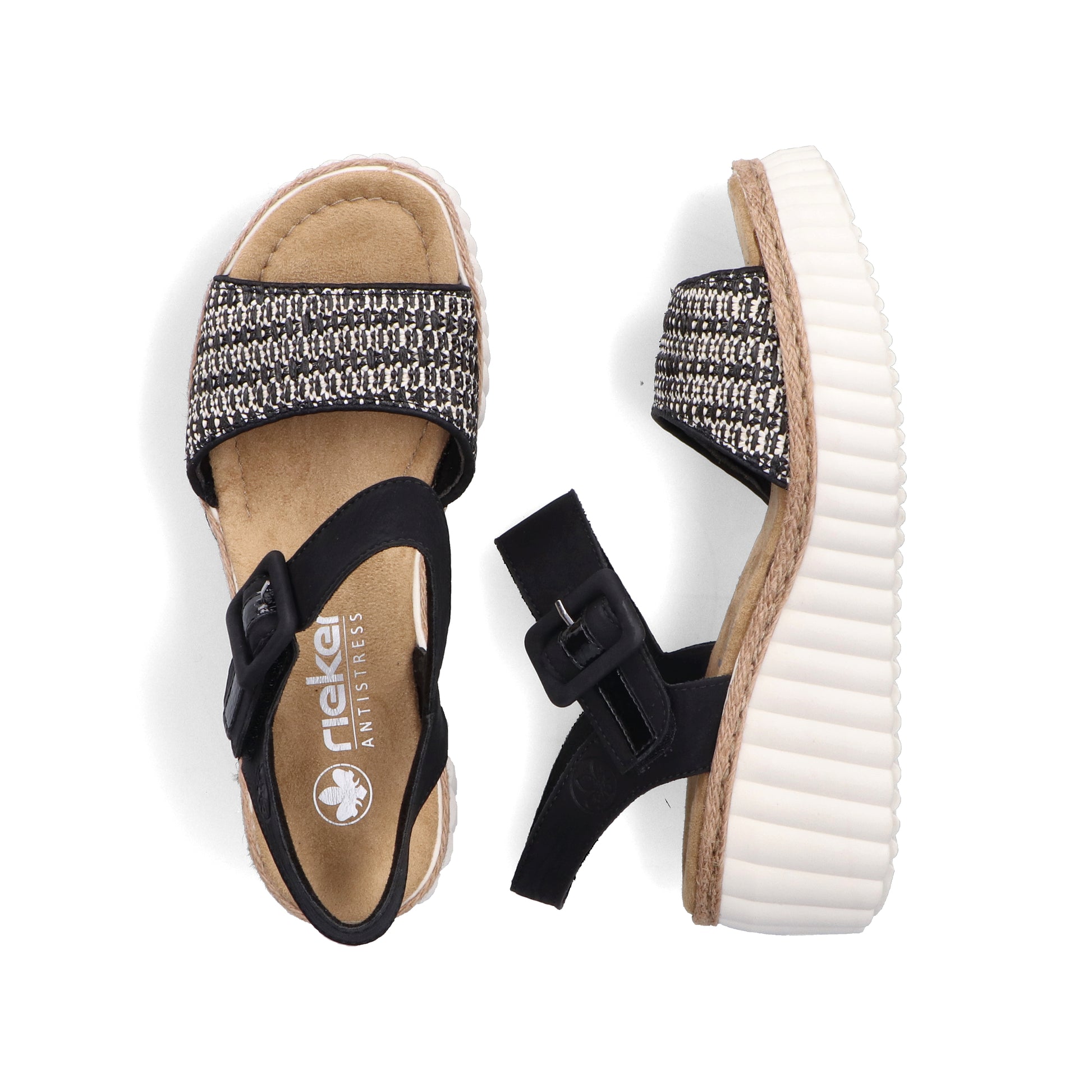 Black Hook & Loop Sandals for Women | Rieker 69176-00