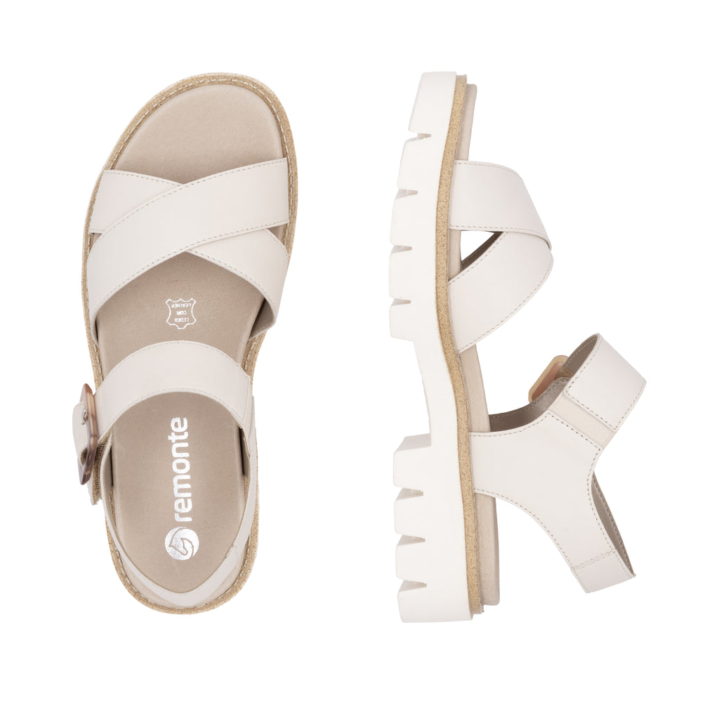 Beige Hook & Loop Sandals for Women | Remonte D7950-60