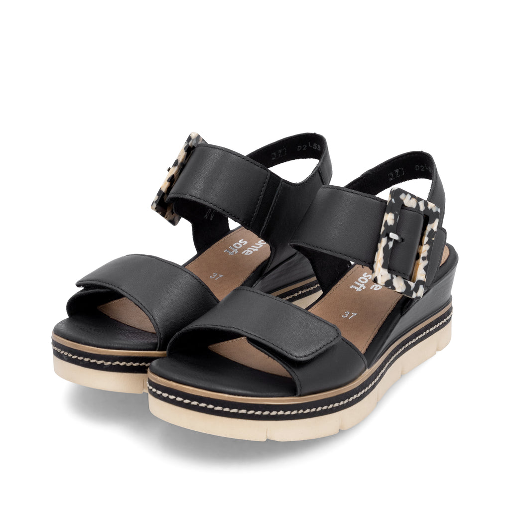 Black Hook & Loop Sandals for Women | Remonte D2L53-00