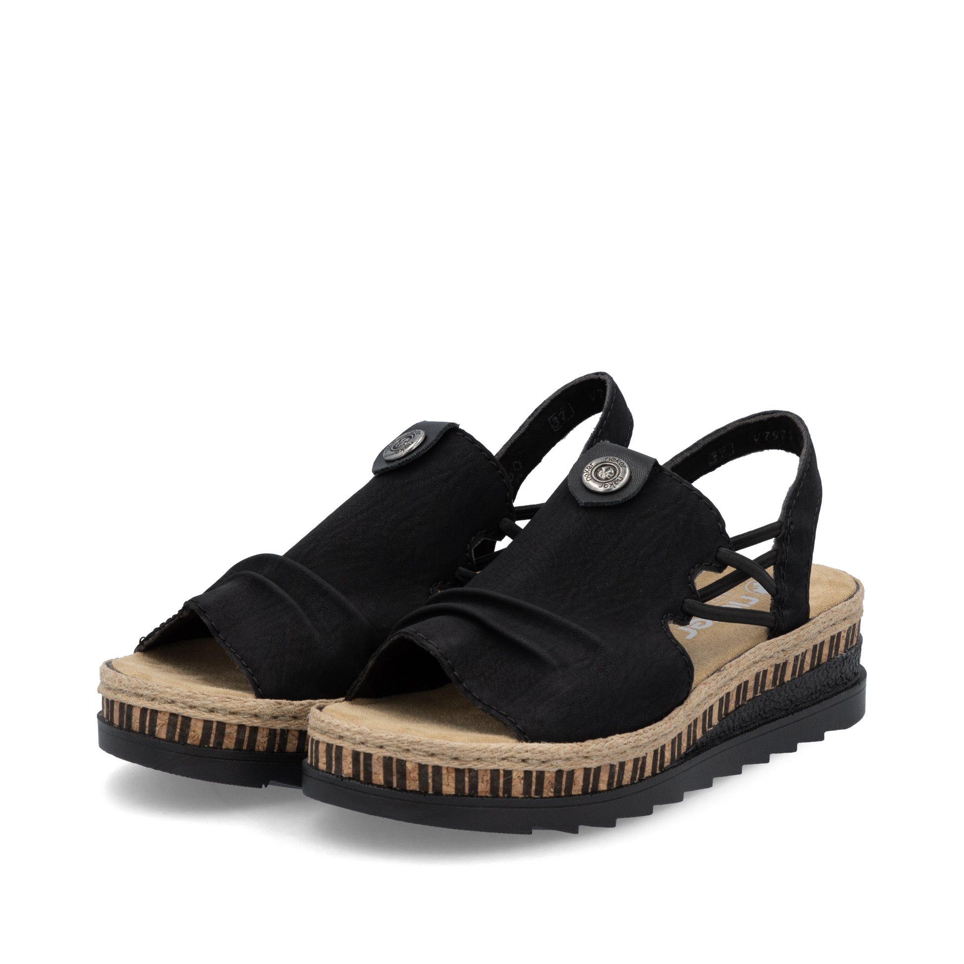 Black Elasticated Sandals for Women | Rieker V7972-00