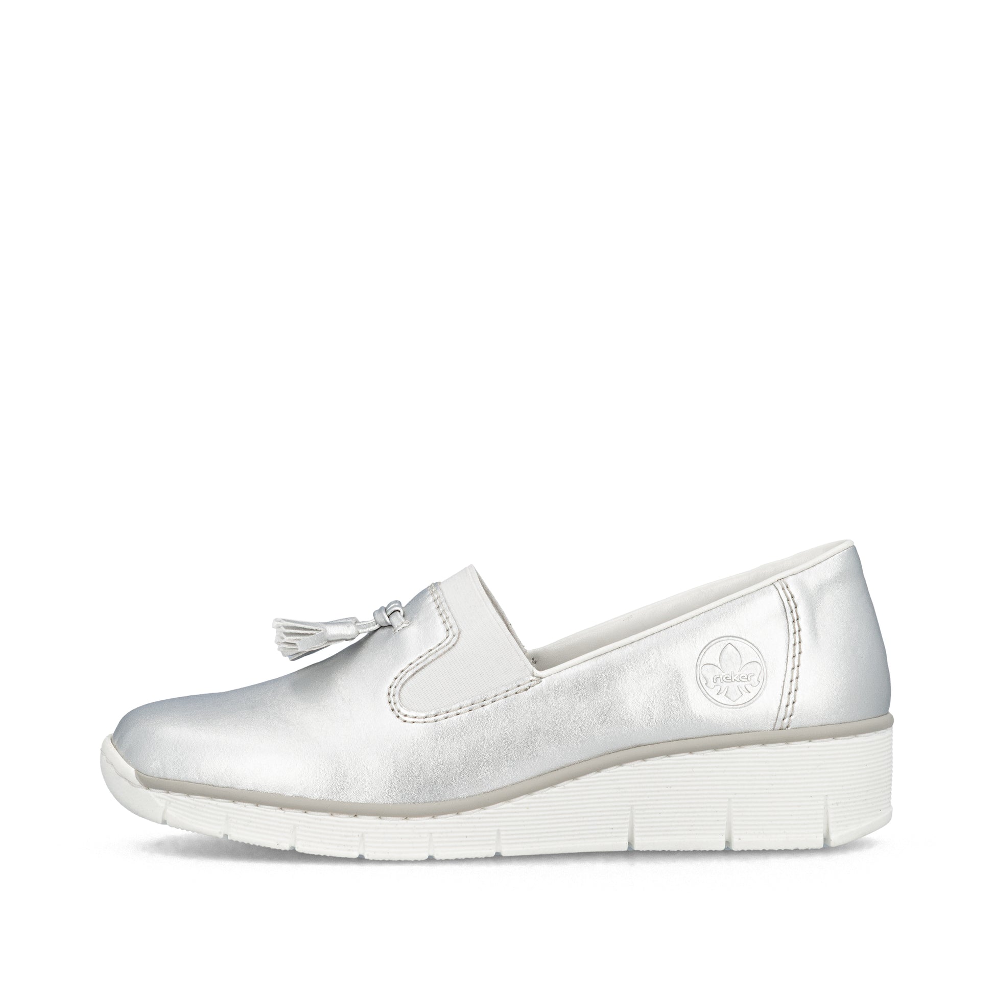 Silver/Platinum Elasticated Shoes for Women | Rieker 53751-90