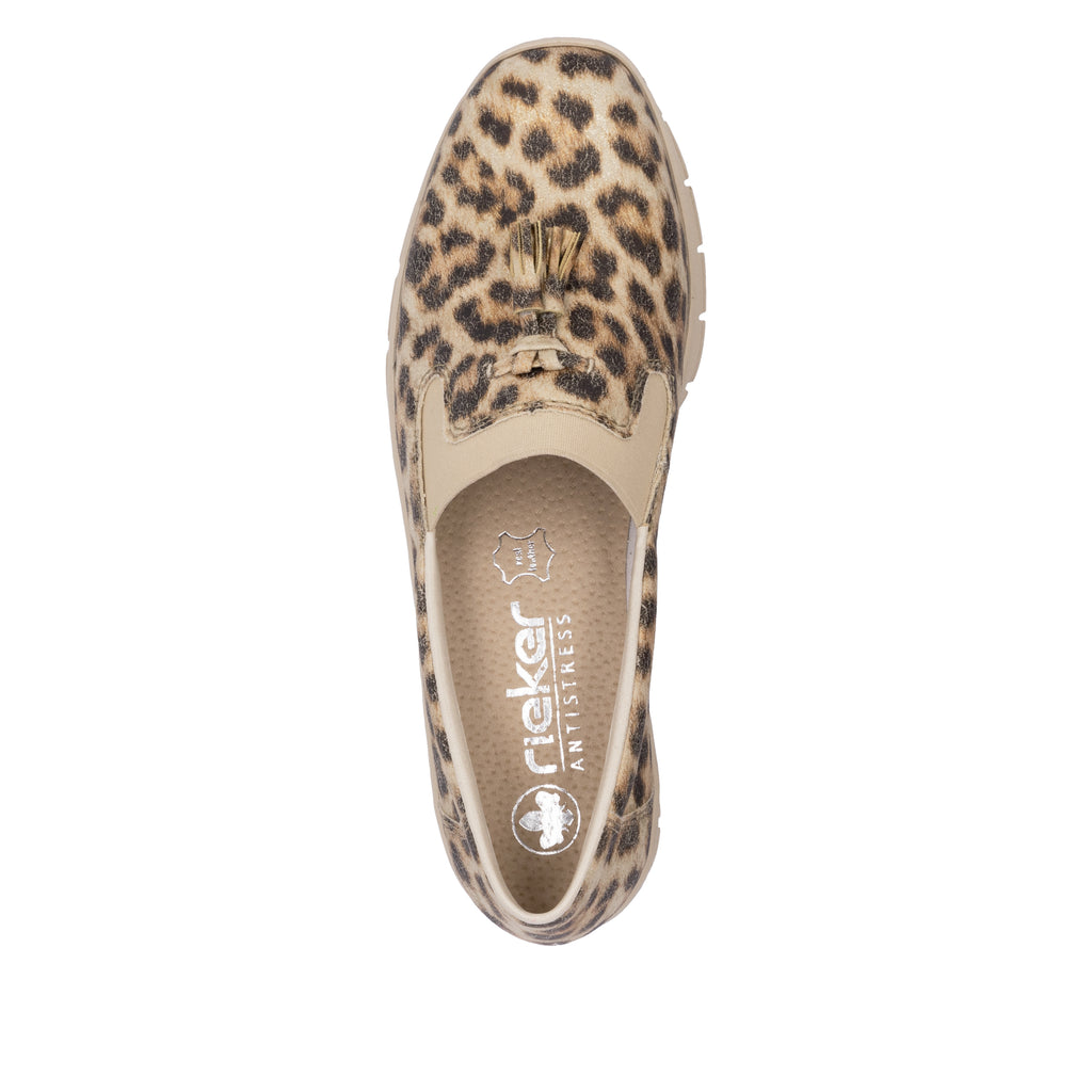 Beige Elasticated Shoes for Women | Rieker 53751-20