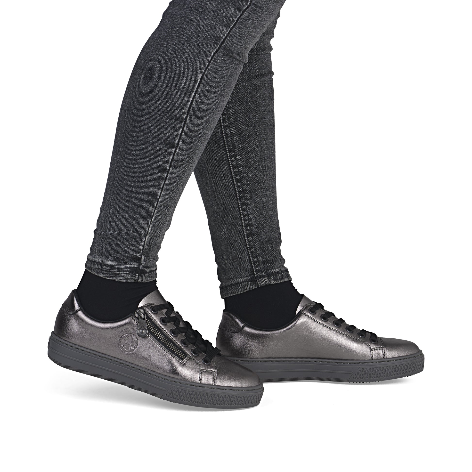 Silver/Platinum Zip Shoes for Women | Rieker L59L1-90
