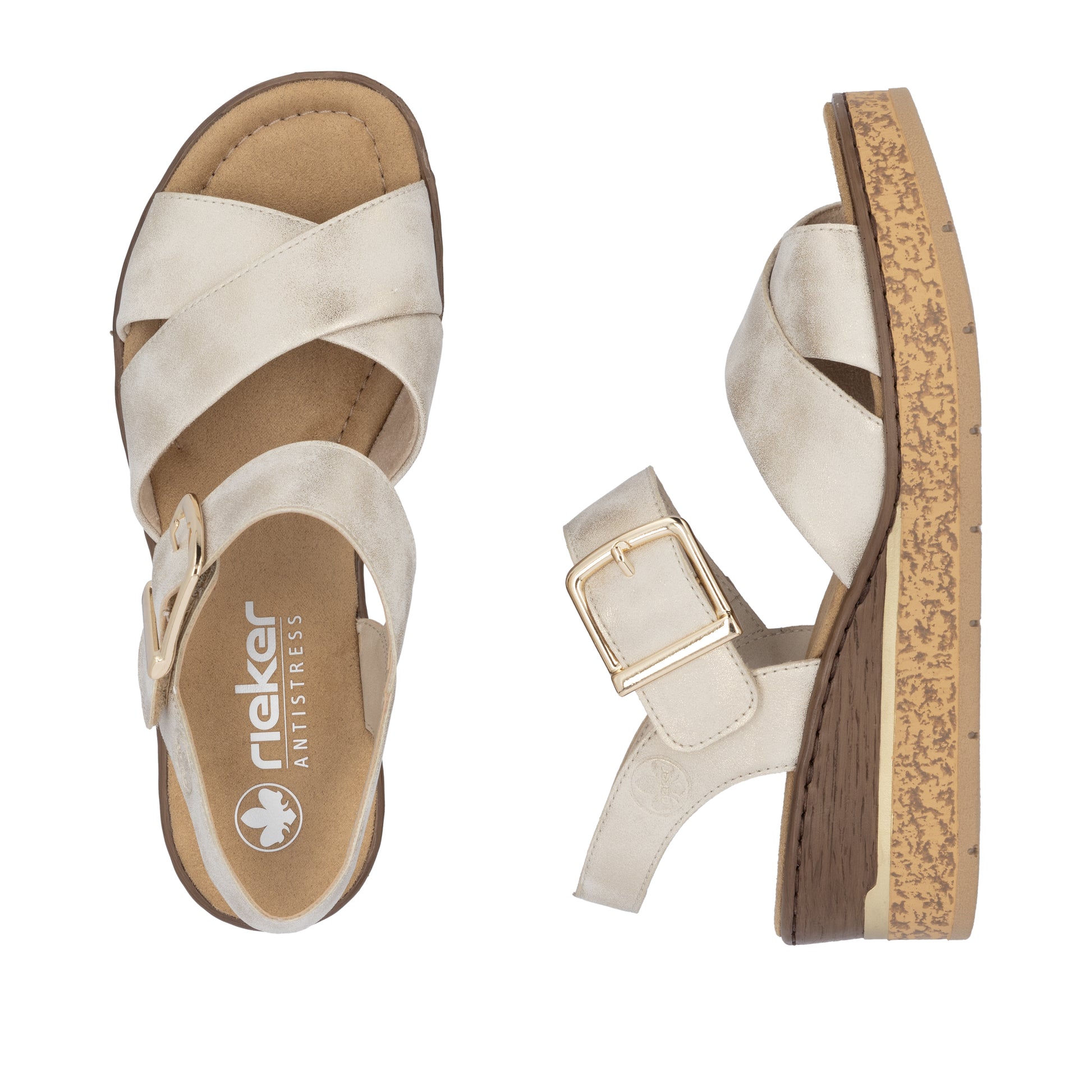 Beige Hook & Loop Sandals for Women | Rieker 63795-60