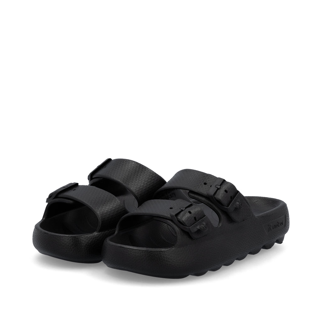 Black Buckle Sandals for Women | Rieker P2450-00