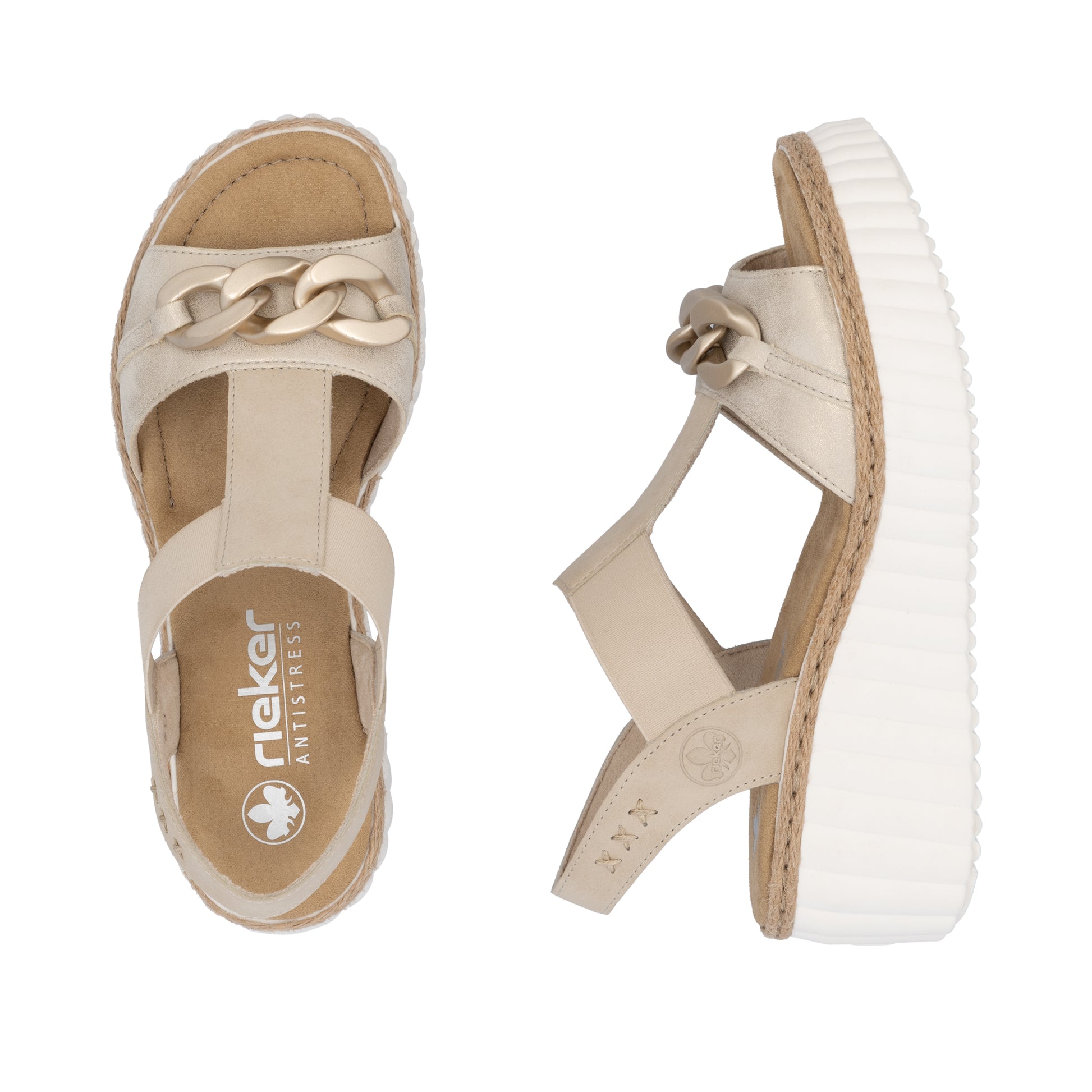 Beige Elasticated Sandals for Women | Rieker 69158-60