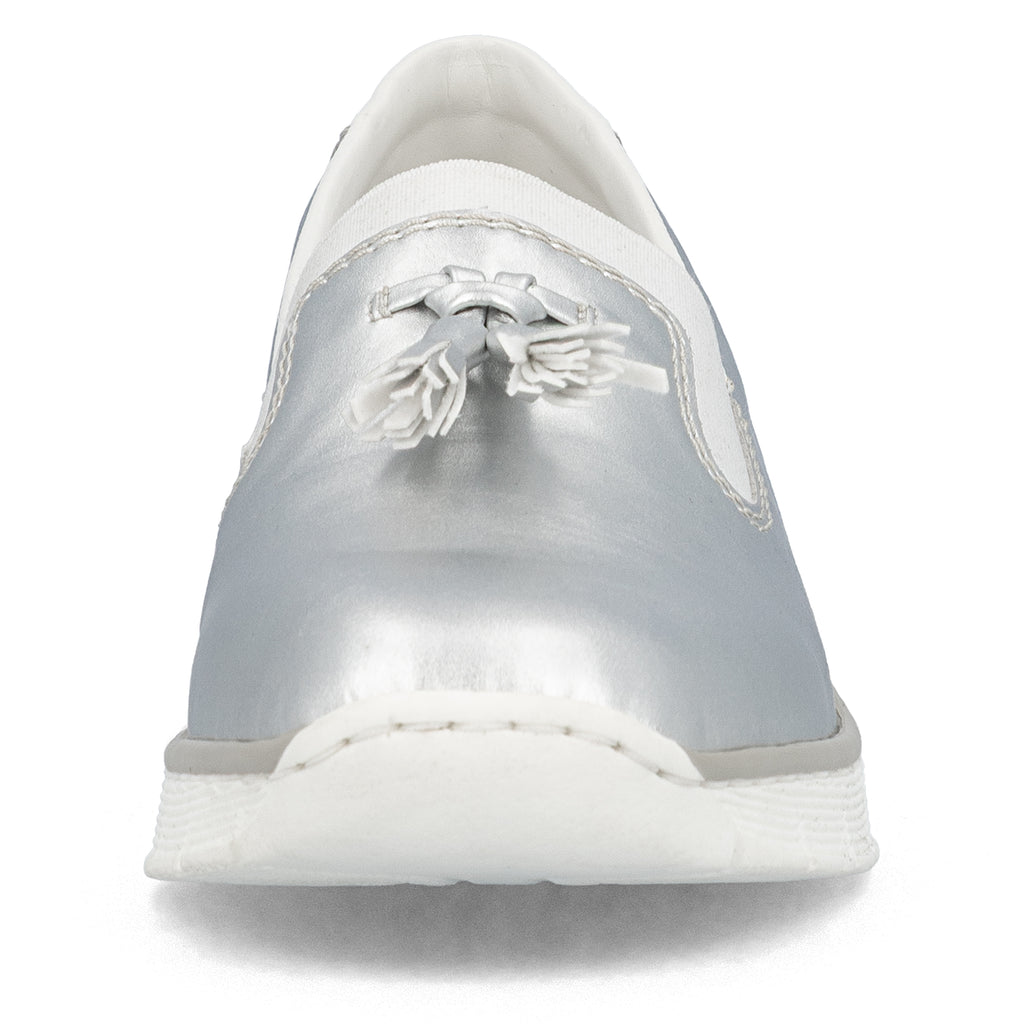 Silver/Platinum Elasticated Shoes for Women | Rieker 53751-90