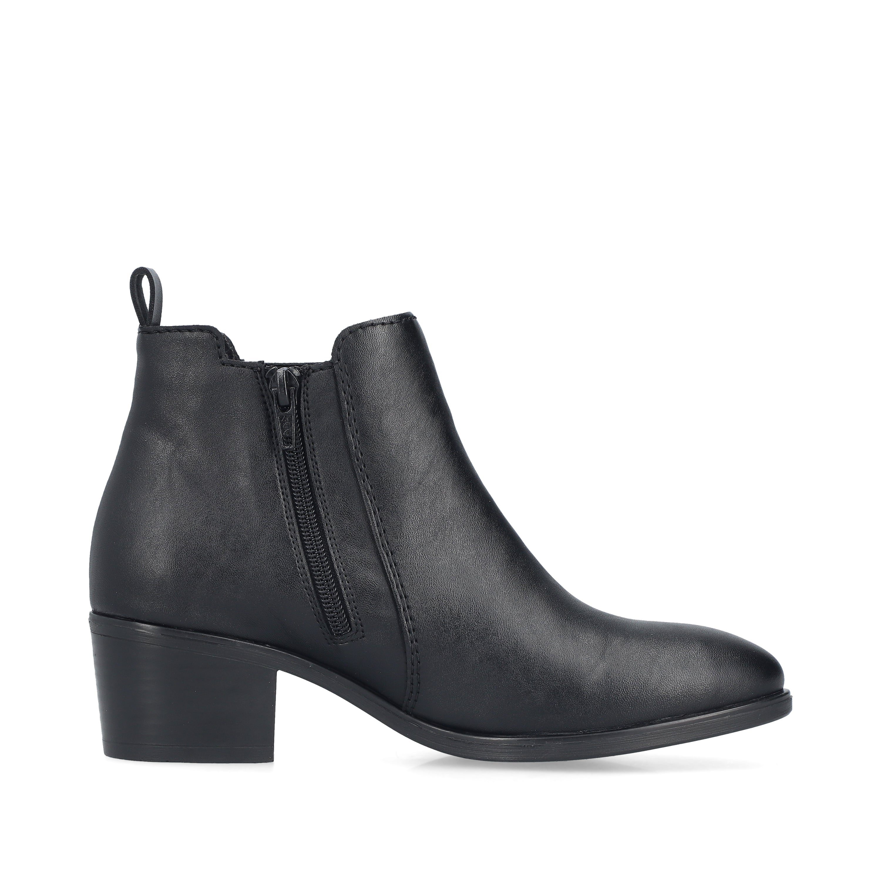 O.ria　レディース　BLK M Rieker Y0797-00 Lugano Black Leather Low Heel Ankle Boots With