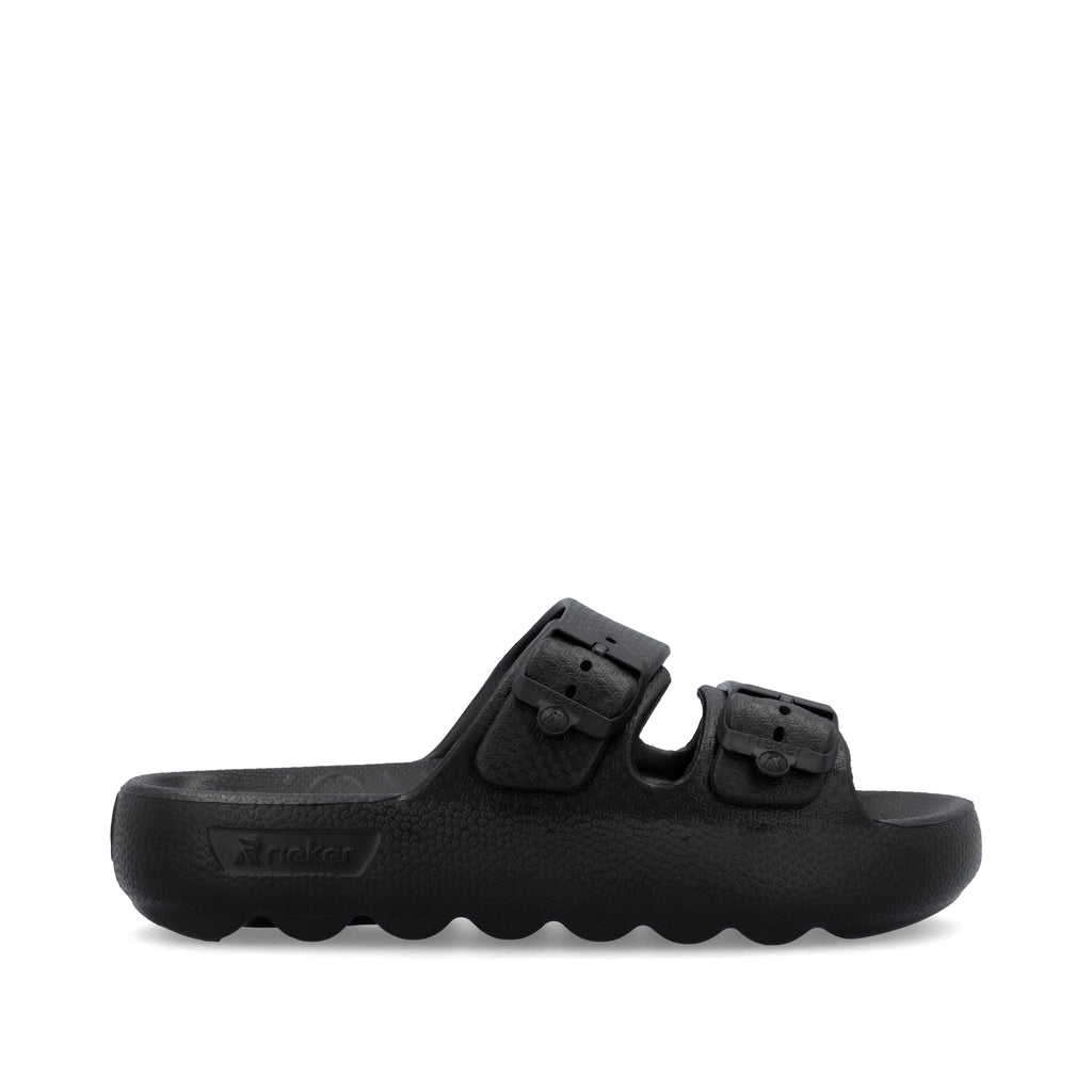 Black Buckle Sandals for Women | Rieker P2450-00