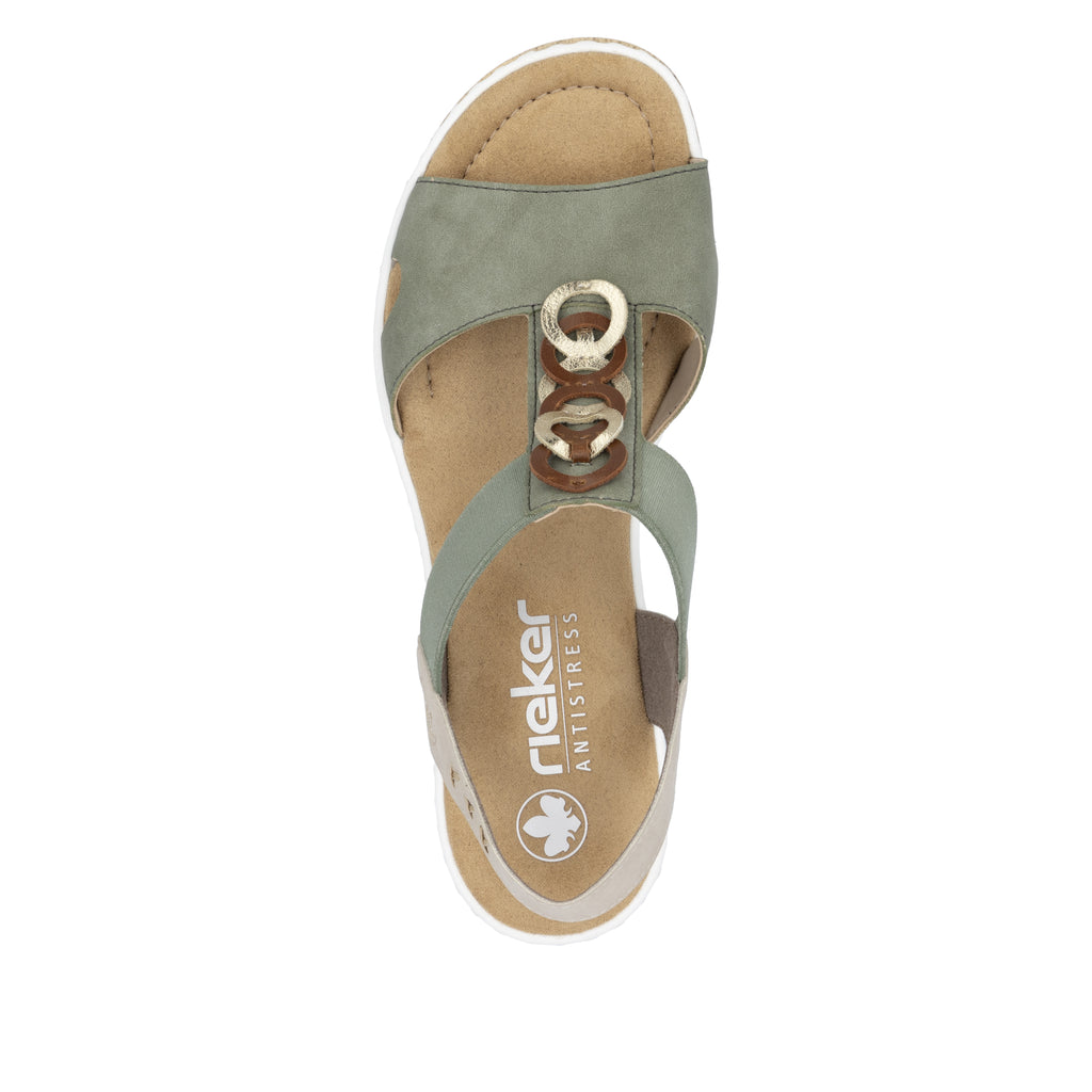 Green Elasticated Sandals for Women | Rieker 67498-52