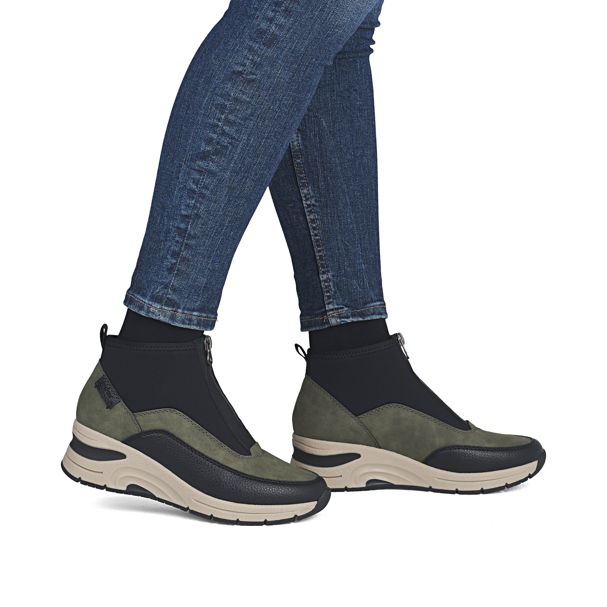 Green Zip Boots for Women | Rieker N9362-54