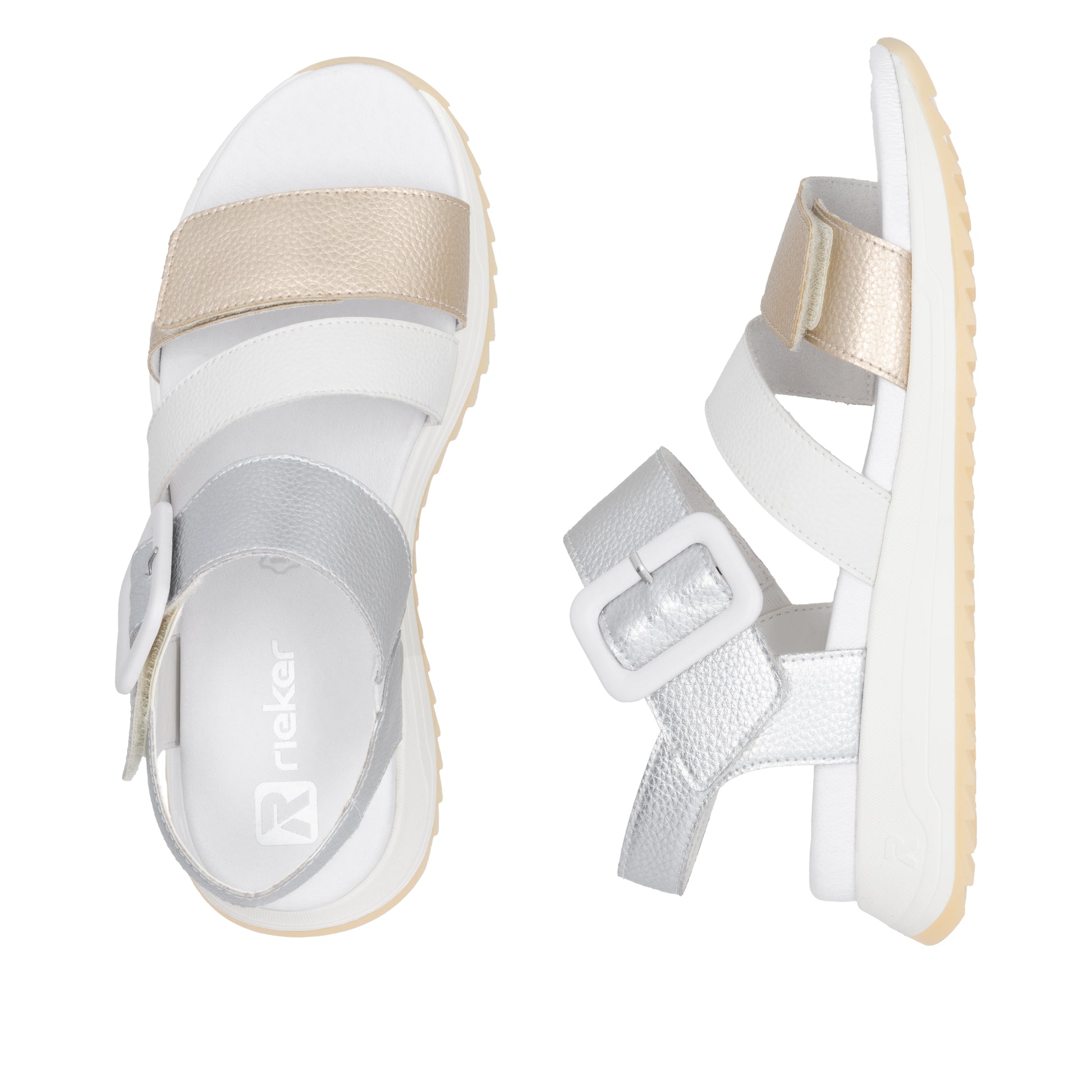 Gold Hook & Loop Sandals for Women | Rieker W2950-90