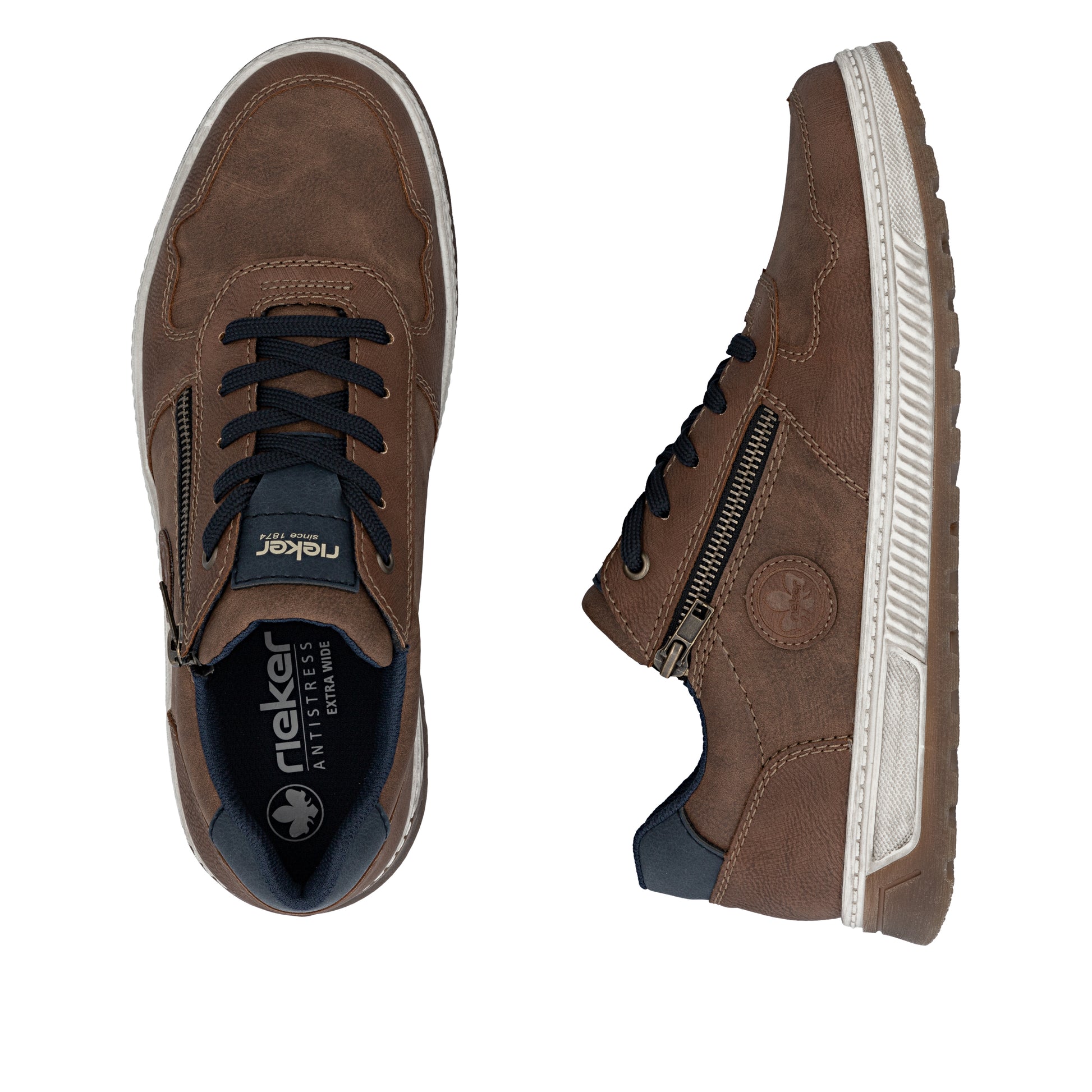 Brown Zip Shoes for Men | Rieker 37029-24