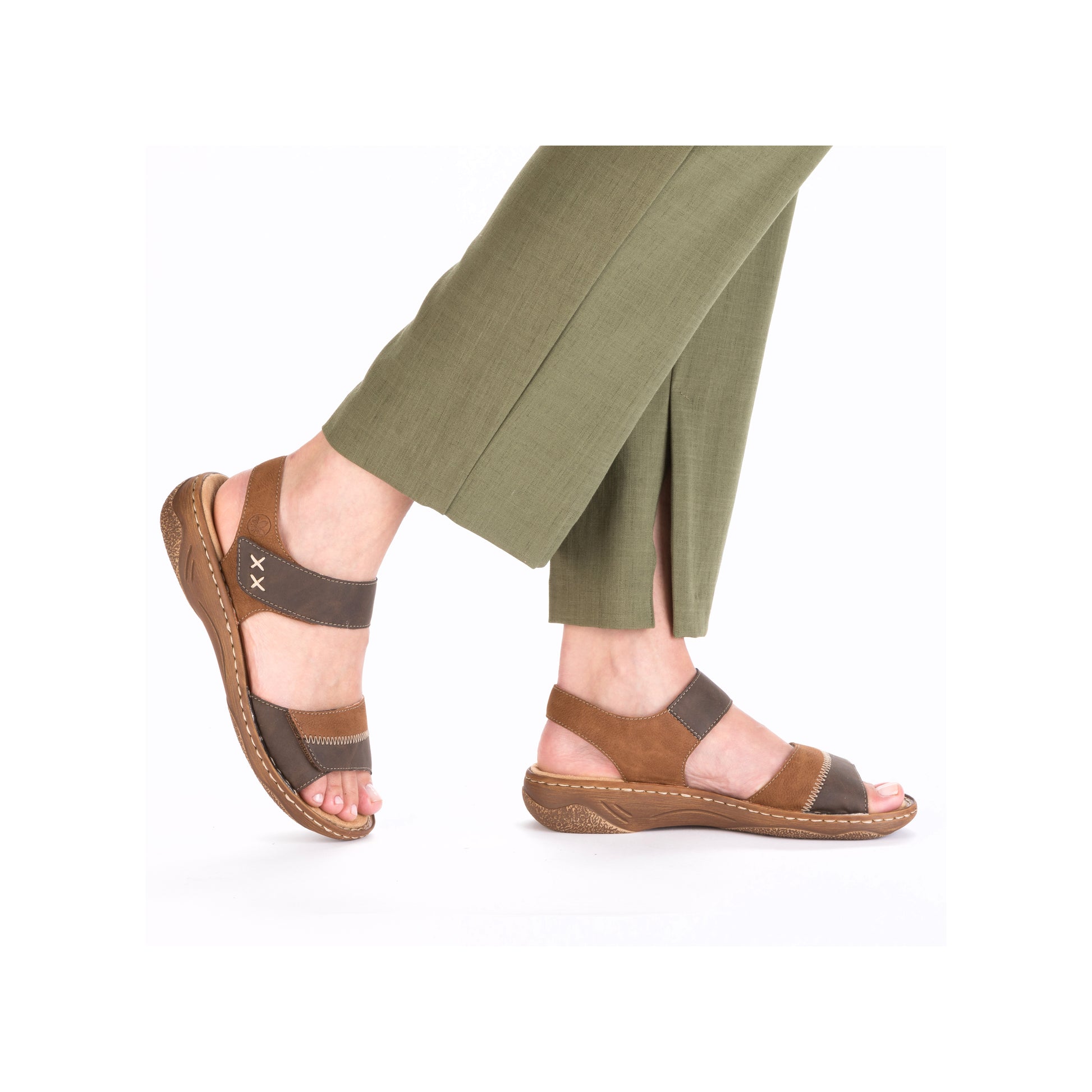 Brown Hook & Loop Sandals for Women | Rieker V2860-24