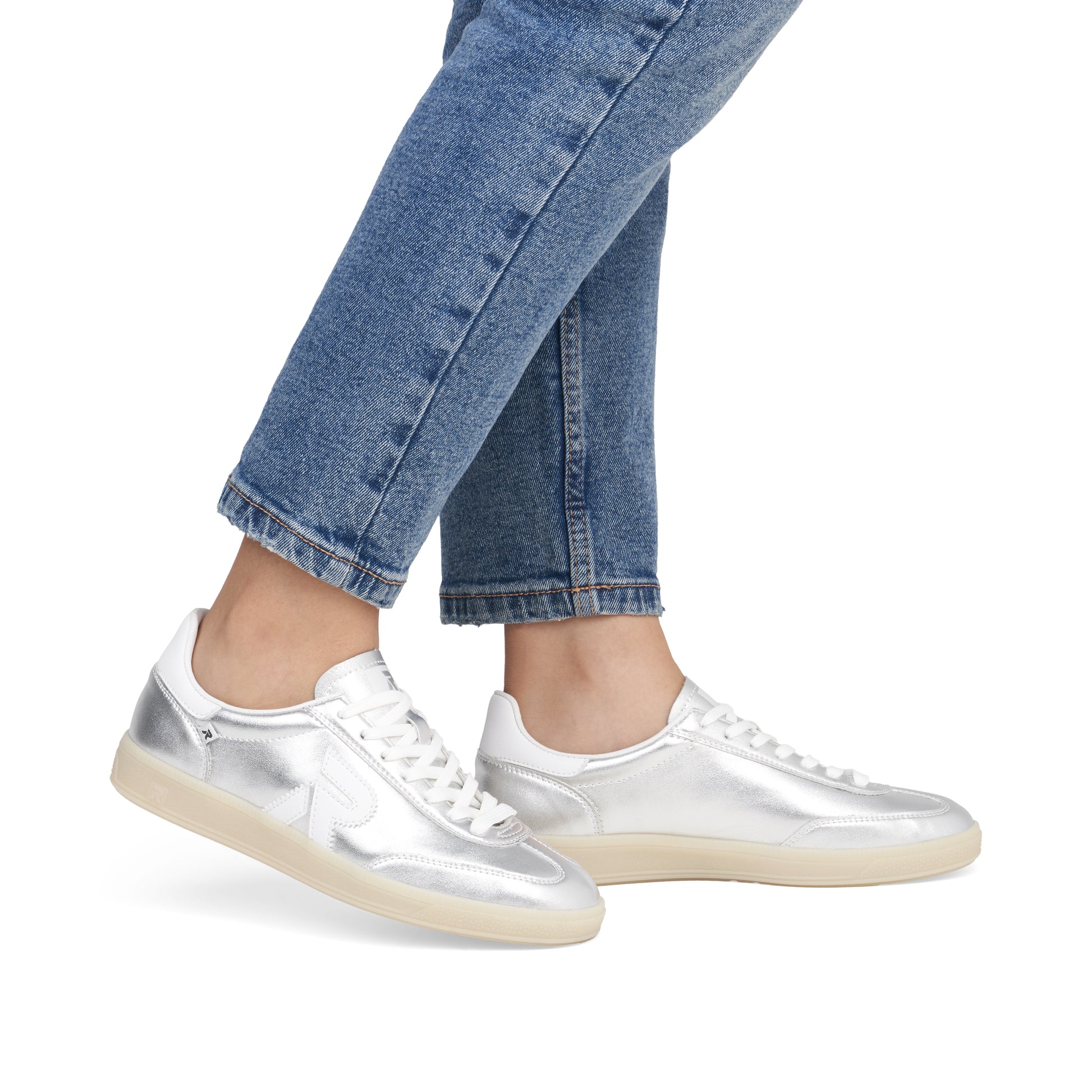 Silver/Platinum Elasticated Shoes for Women | Rieker W2200-90