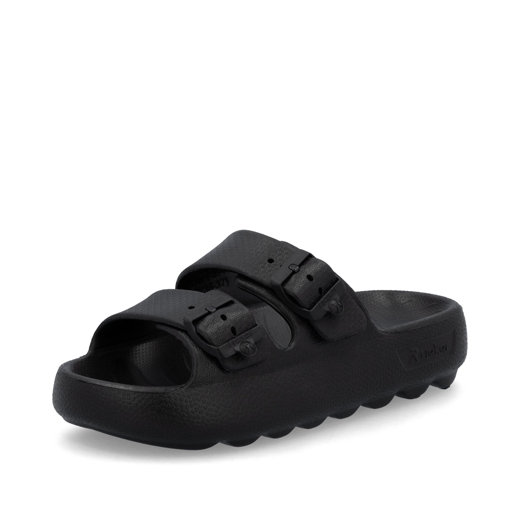 Black Buckle Sandals for Women | Rieker P2450-00