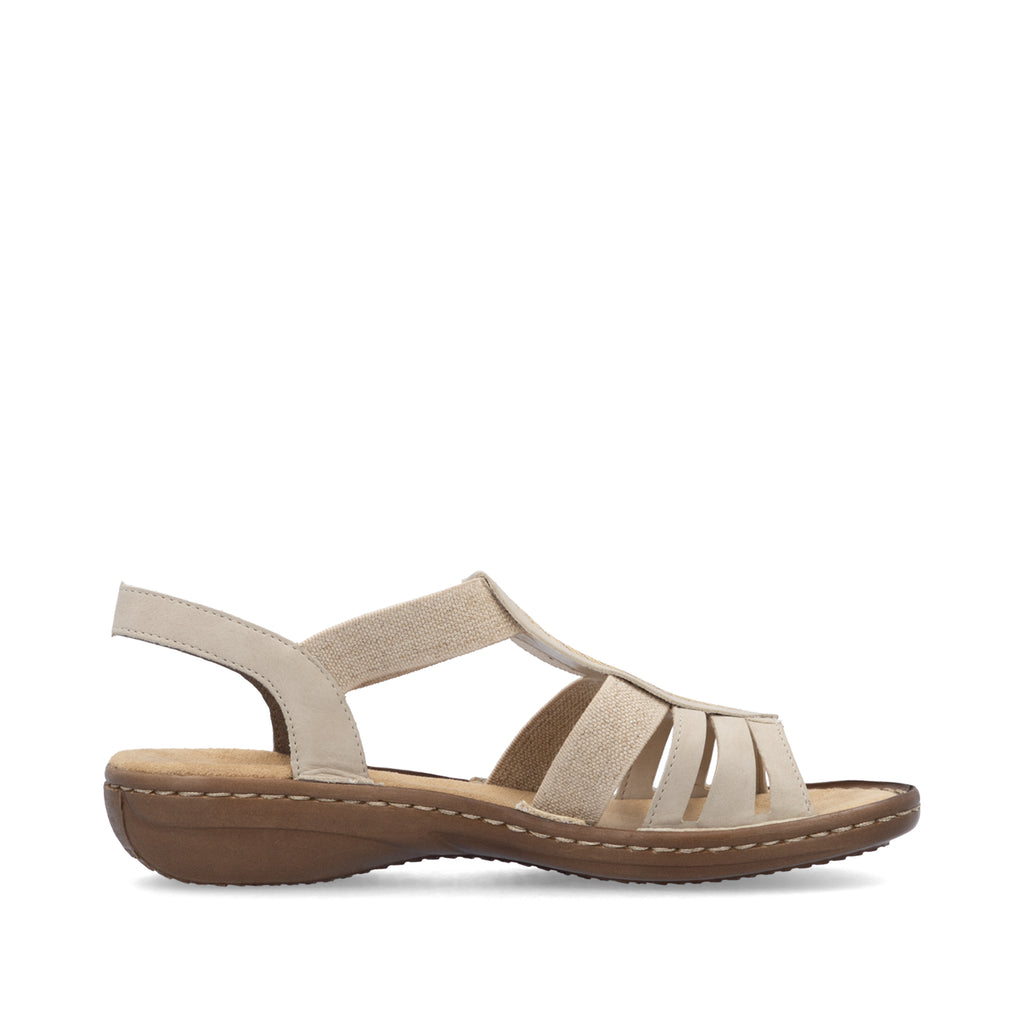 Beige Elasticated Sandals for Women | Rieker 608C0-62