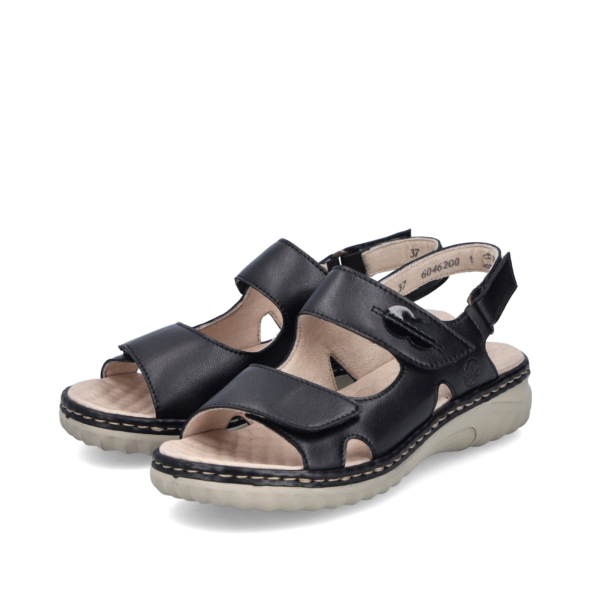Black Hook & Loop Sandals for Women | Rieker 60462-00
