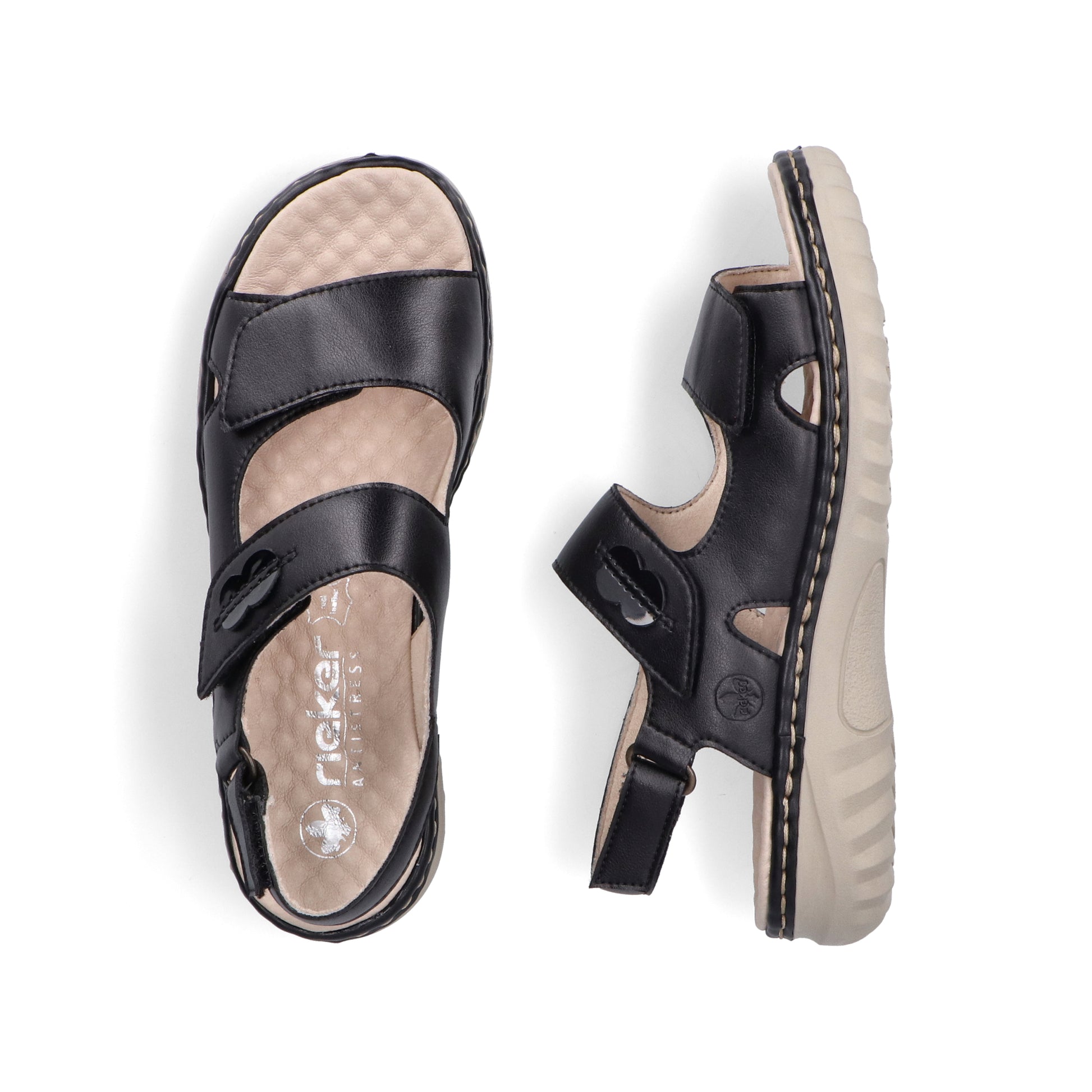 Black Hook & Loop Sandals for Women | Rieker 60462-00
