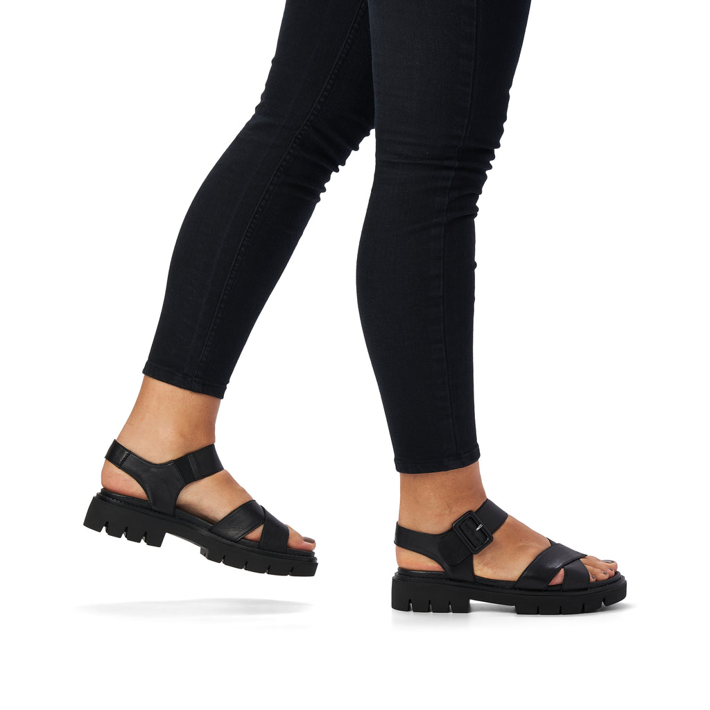 Black Hook & Loop Sandals for Women | Remonte D7950-00
