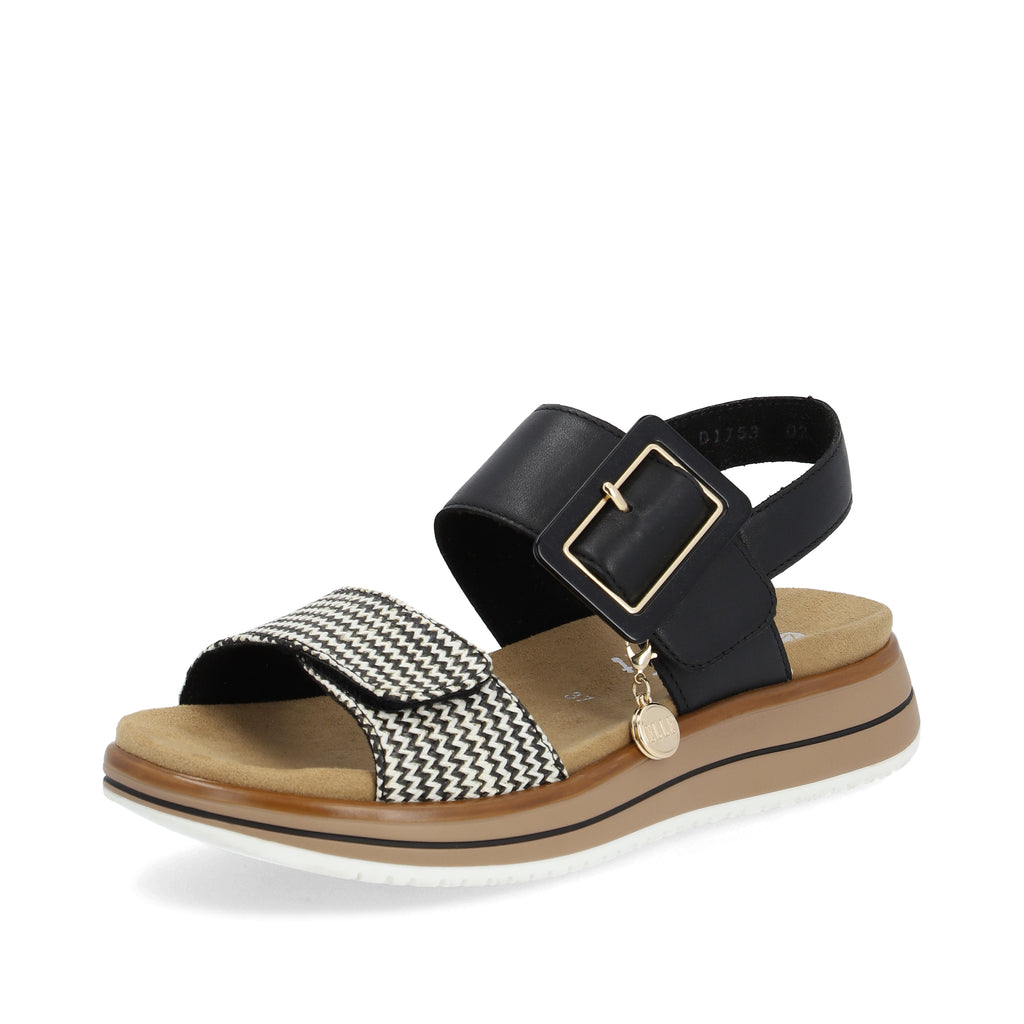Black Hook & Loop Sandals for Women | Remonte D1J53-02