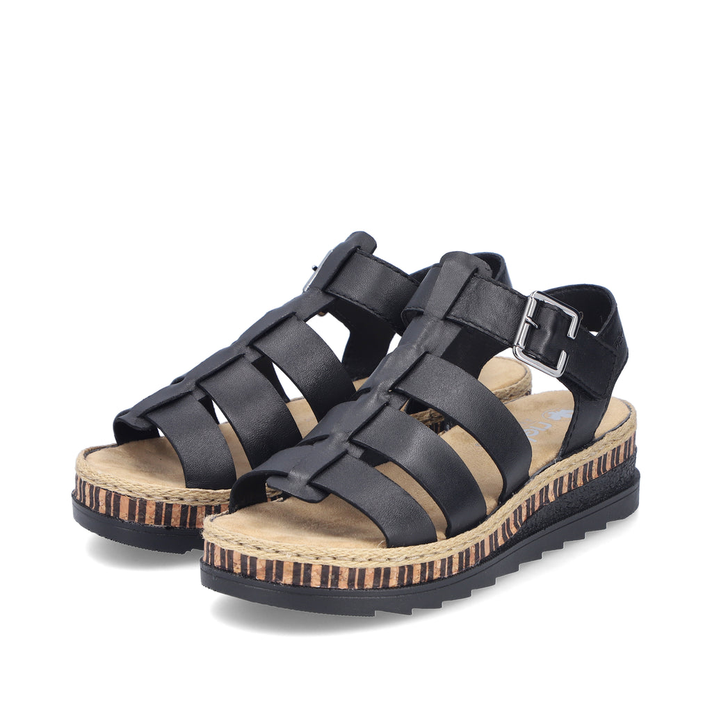 Black Hook & Loop Sandals for Women | Rieker V7904-00