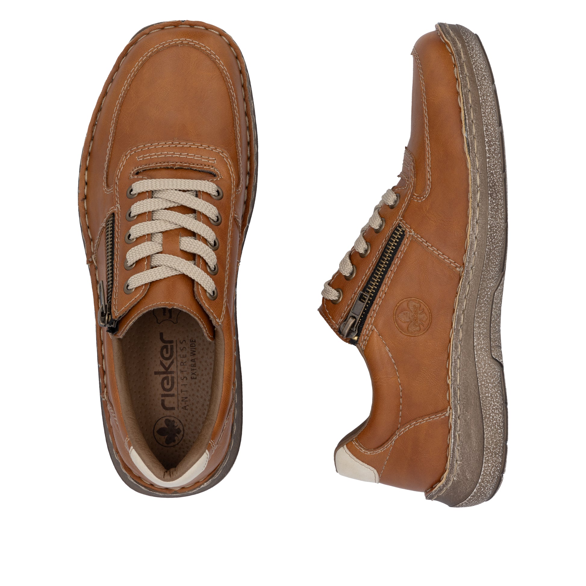 Brown Zip Shoes for Men | Rieker 03030-25