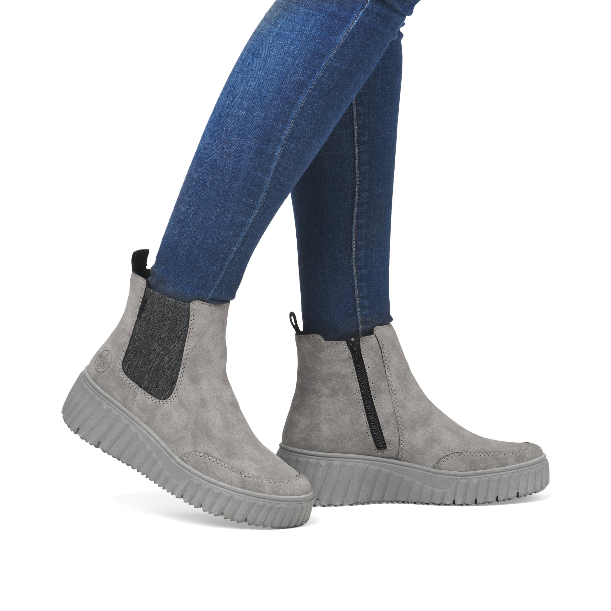 Grey Zip Boots for Women | Rieker N2553-40