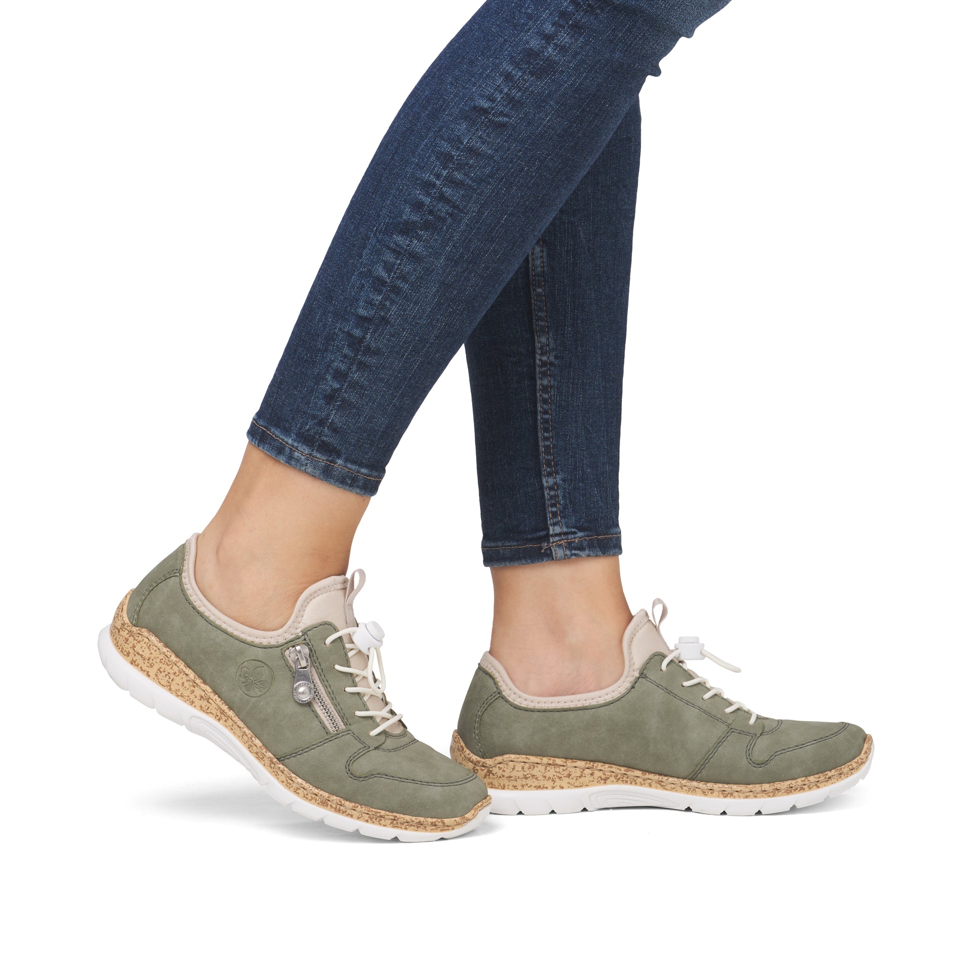 Green Elasticated Shoes for Women | Rieker N42G0-52