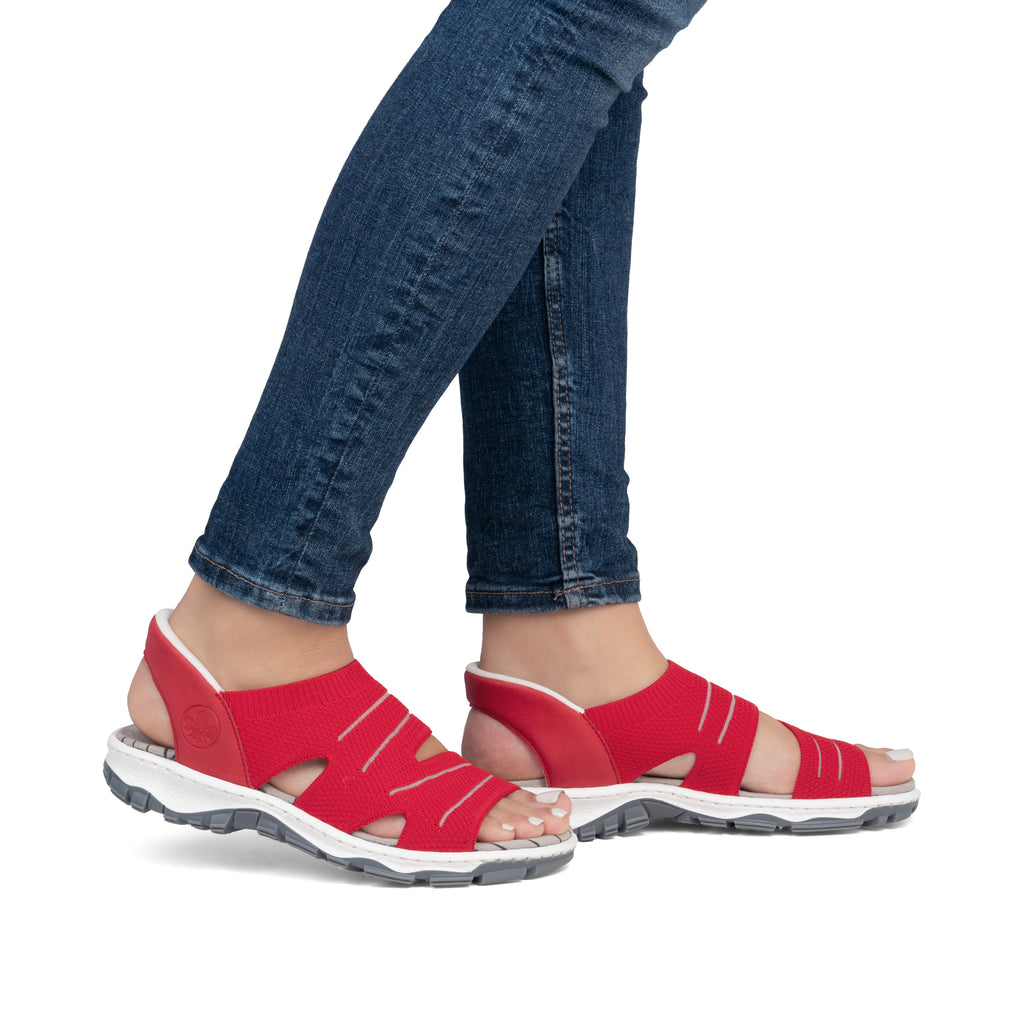 Red Elasticated Sandals for Women | Rieker 68895-33