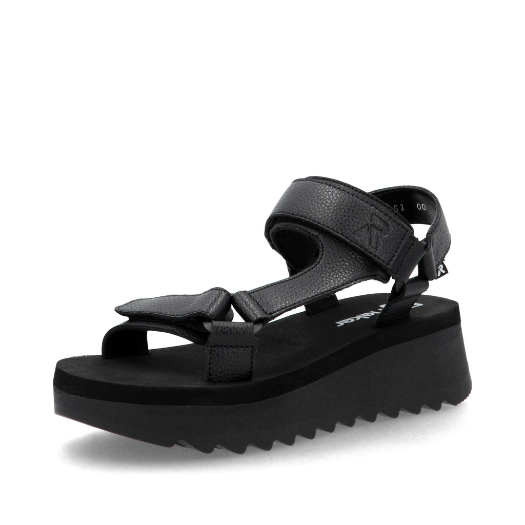 Black Hook & Loop Sandals for Women | Rieker W3051-00