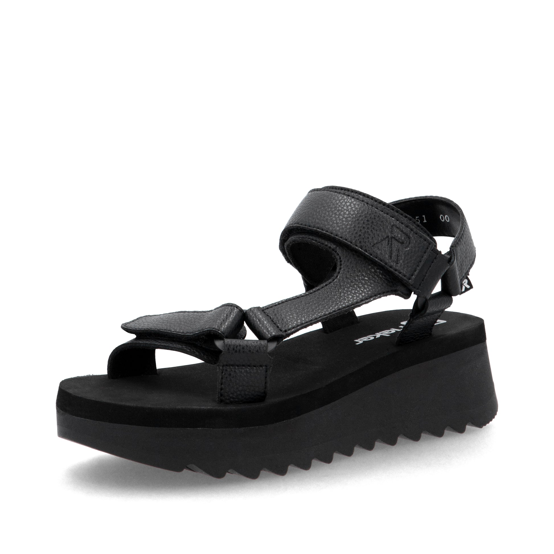 Black Hook & Loop Sandals for Women | Rieker W3051-00