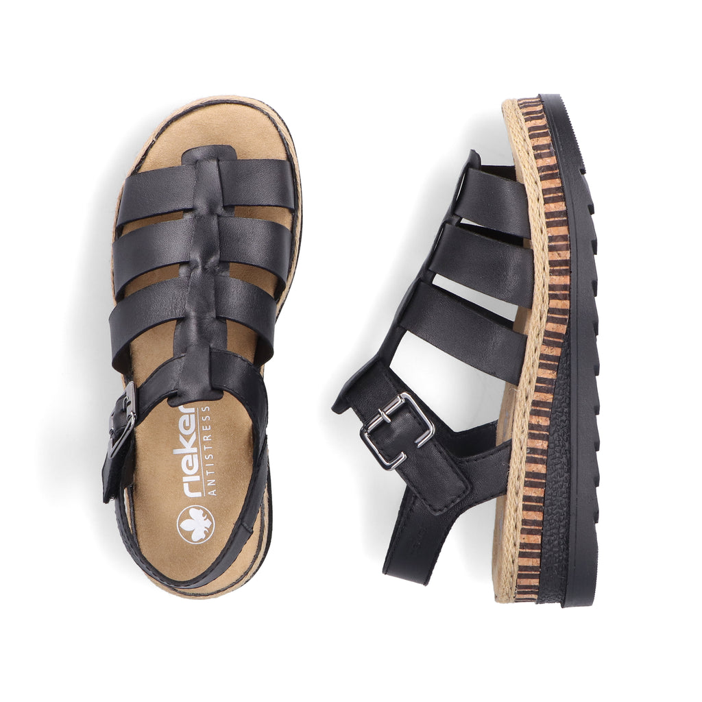 Black Hook & Loop Sandals for Women | Rieker V7904-00